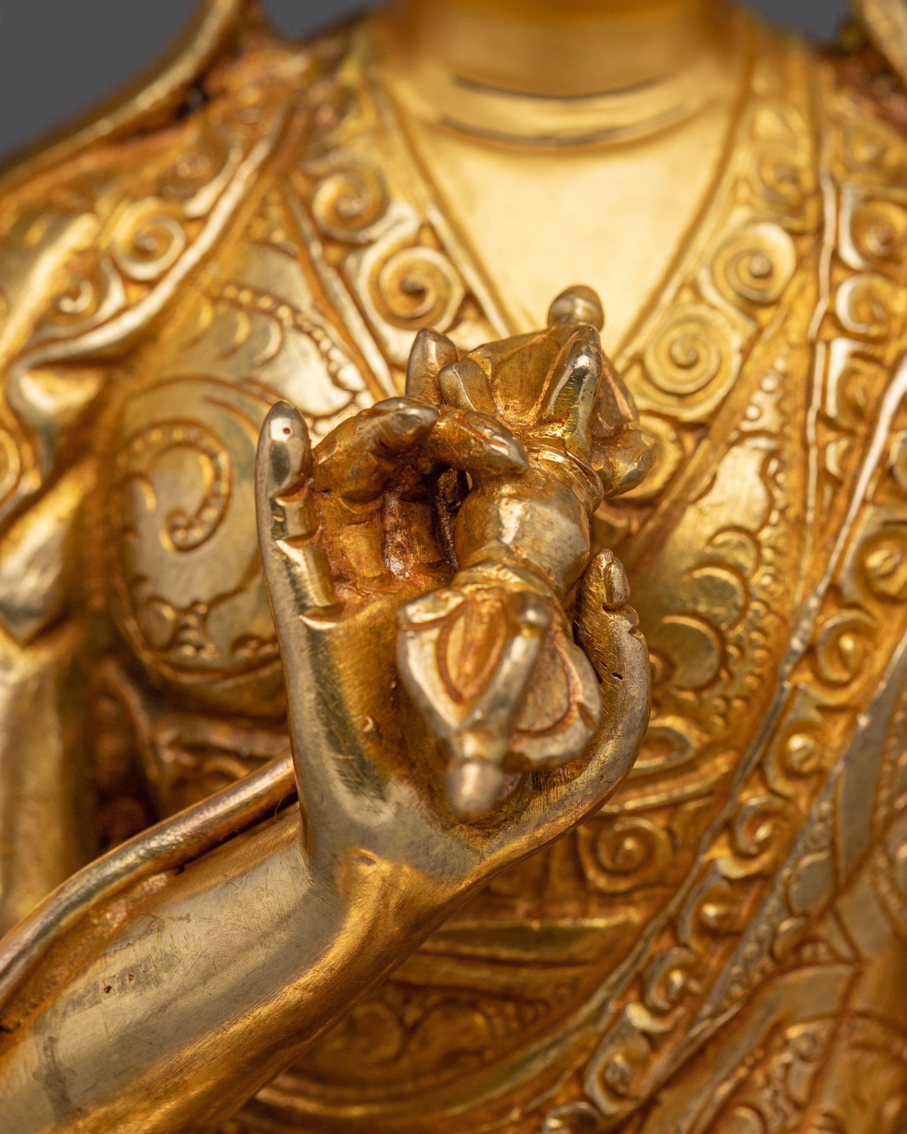 Longchenpa Statue in 24K Gold-Gilded | Tibetan Shrine Decor