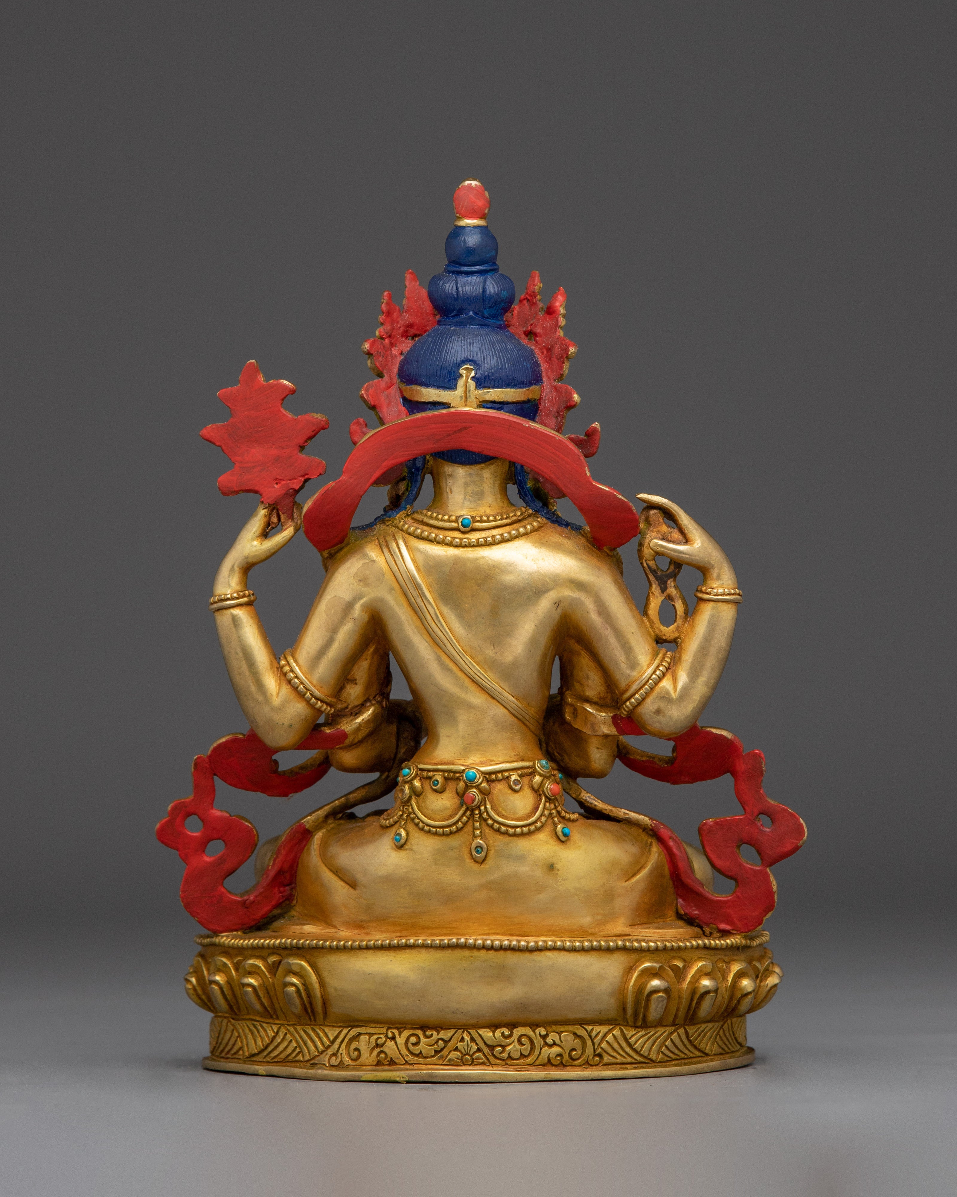 Chenrezig Statue with Gemstones for Compassion | Tibetan Buddhist Art