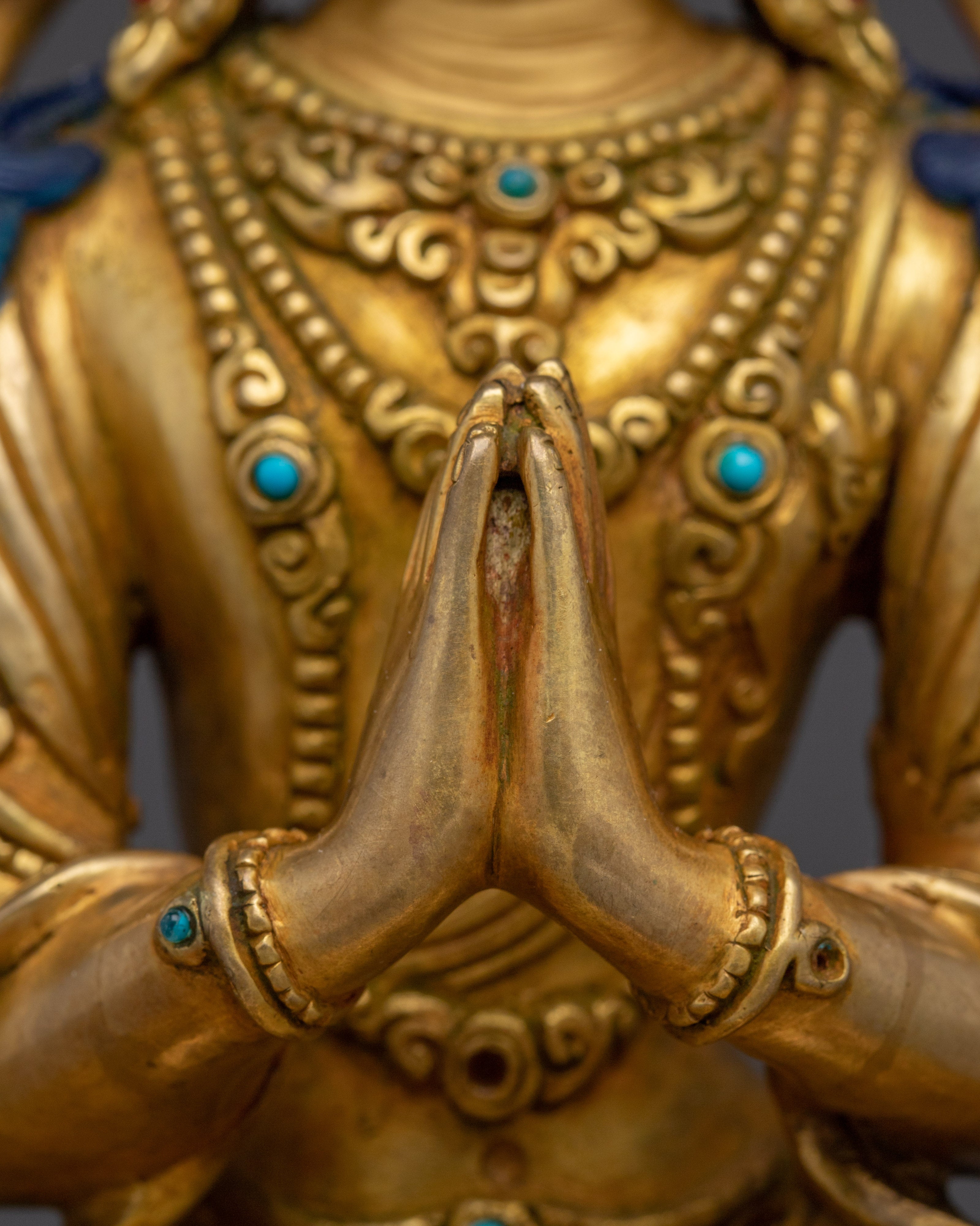 Chenrezig Statue with Gemstones for Compassion | Tibetan Buddhist Art