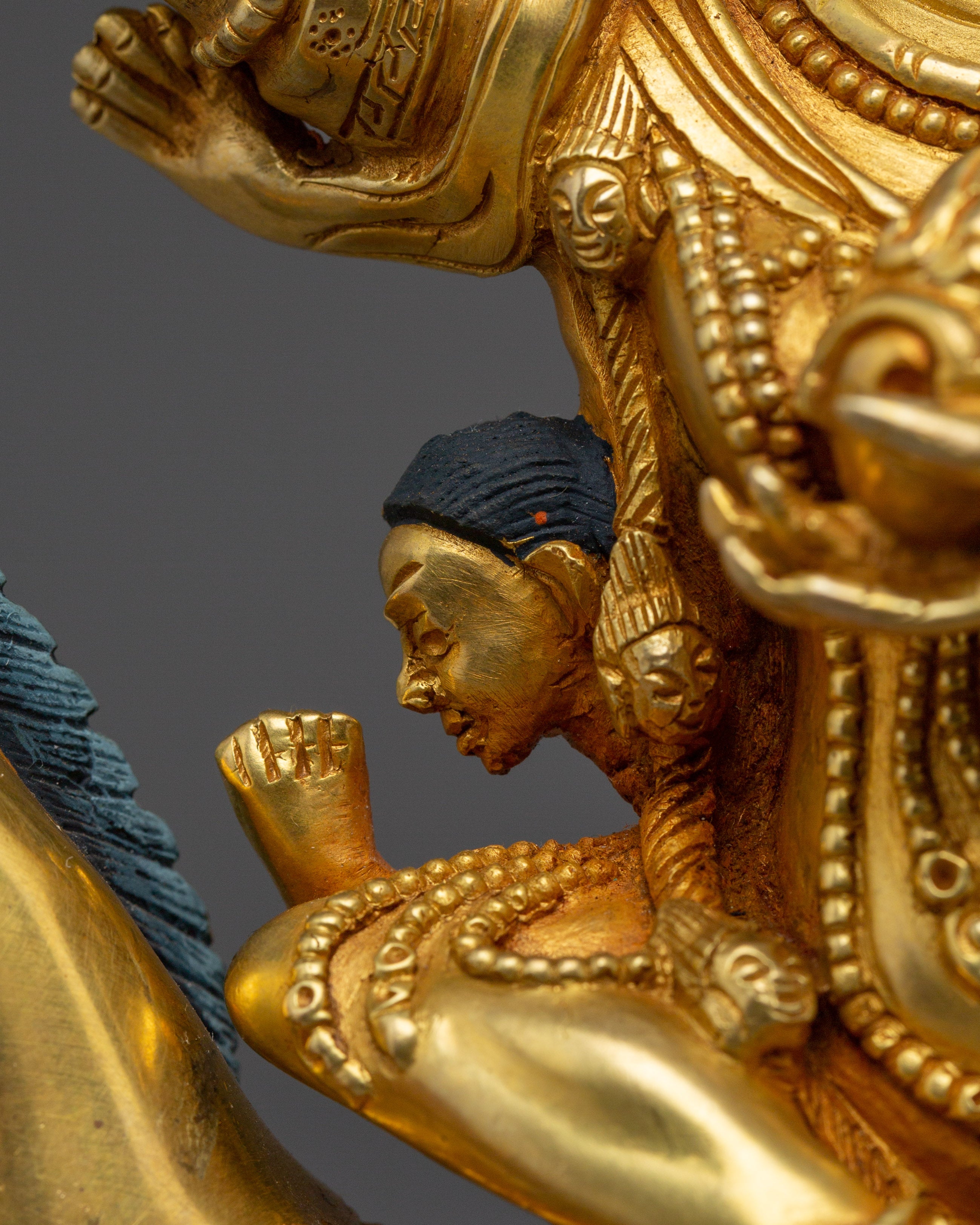 Wrathful Palden Lhamo Sculpture | Tibetan Protector Deity in 24K Gold Gilded Copper