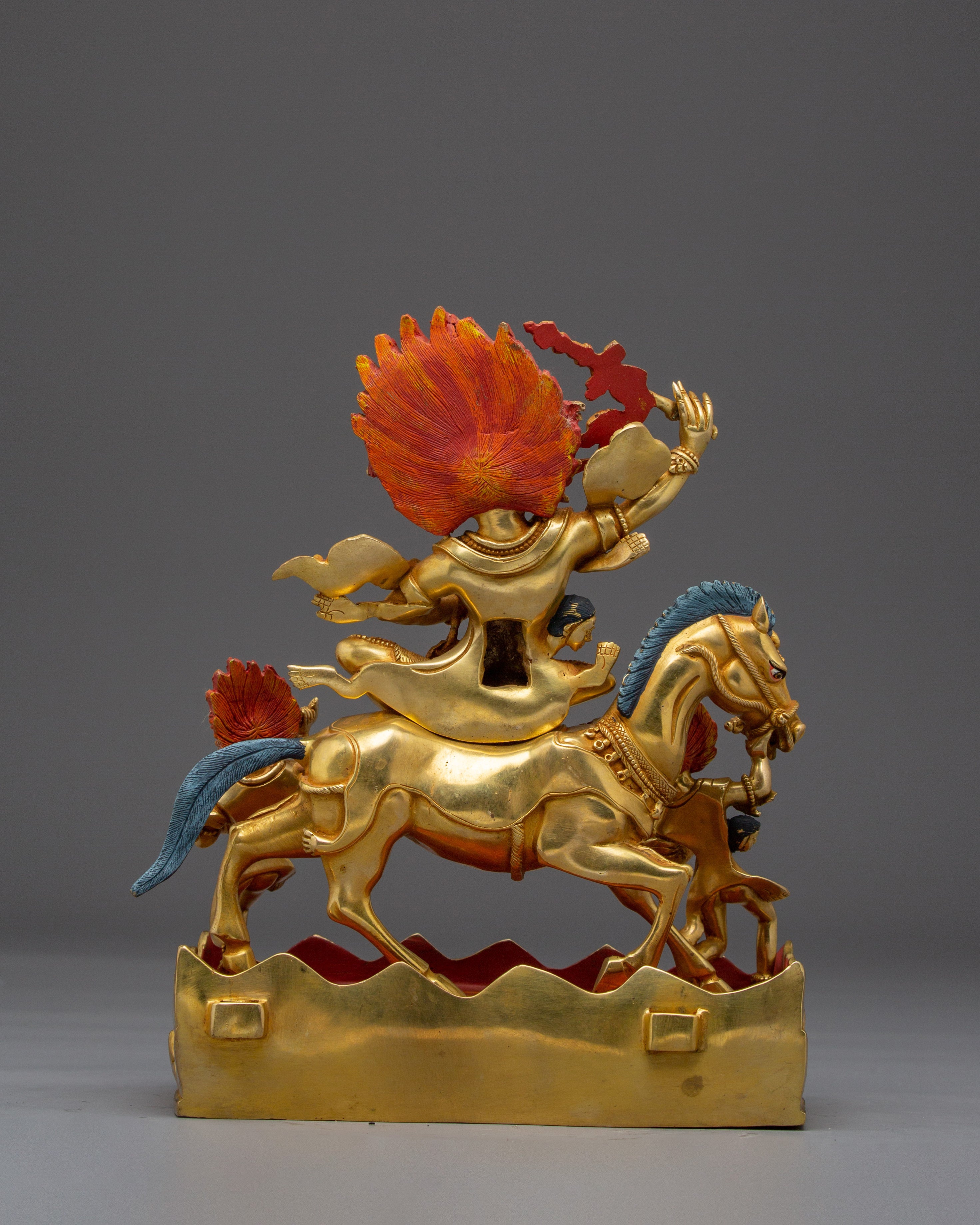 Wrathful Palden Lhamo Sculpture | Tibetan Protector Deity in 24K Gold Gilded Copper