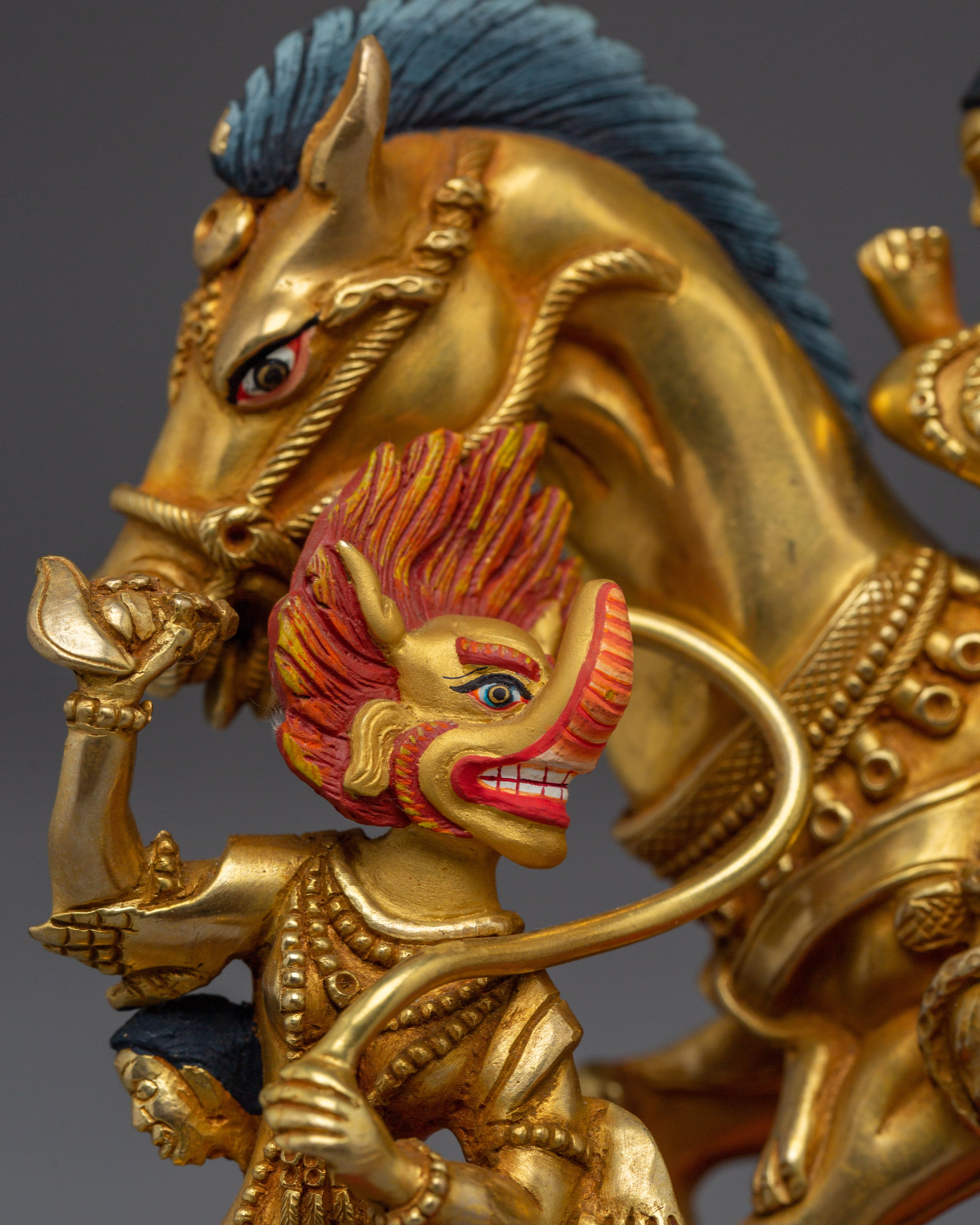 Wrathful Palden Lhamo Sculpture | Tibetan Protector Deity in 24K Gold Gilded Copper