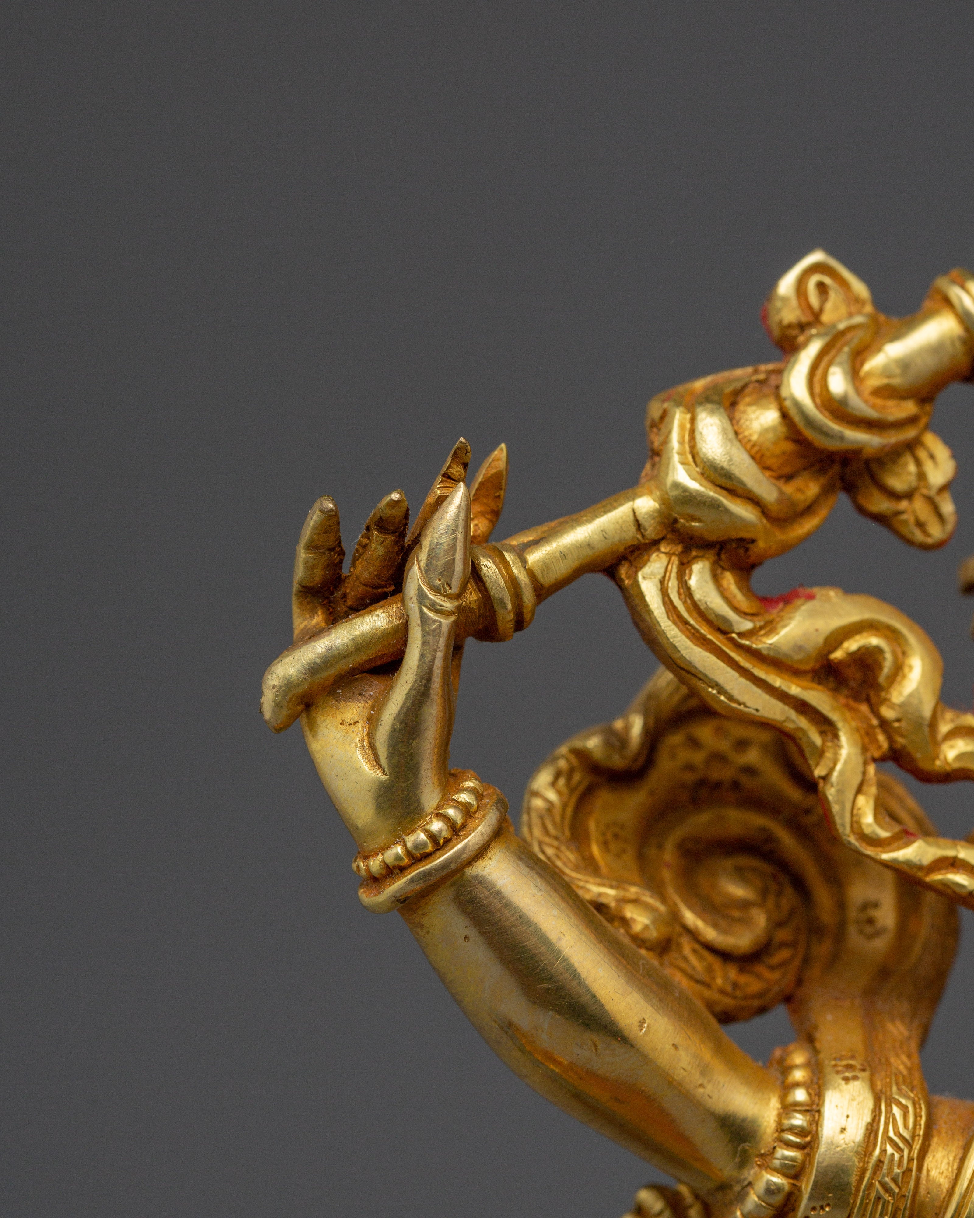 Wrathful Palden Lhamo Sculpture | Tibetan Protector Deity in 24K Gold Gilded Copper