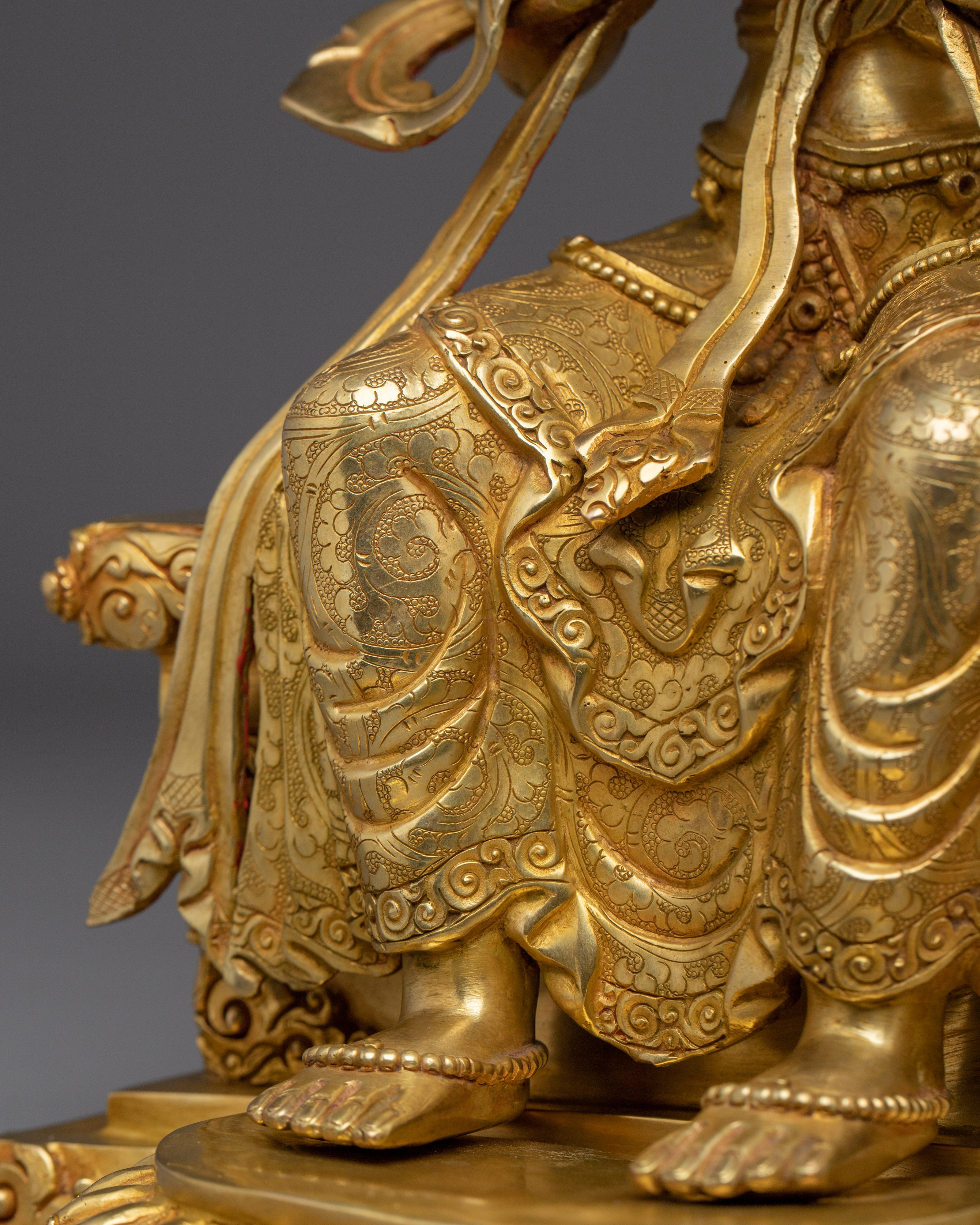 Maitreya Buddha Statue in Gold-Gilded and Copper | Sculpture for Peace & Loving Kindness