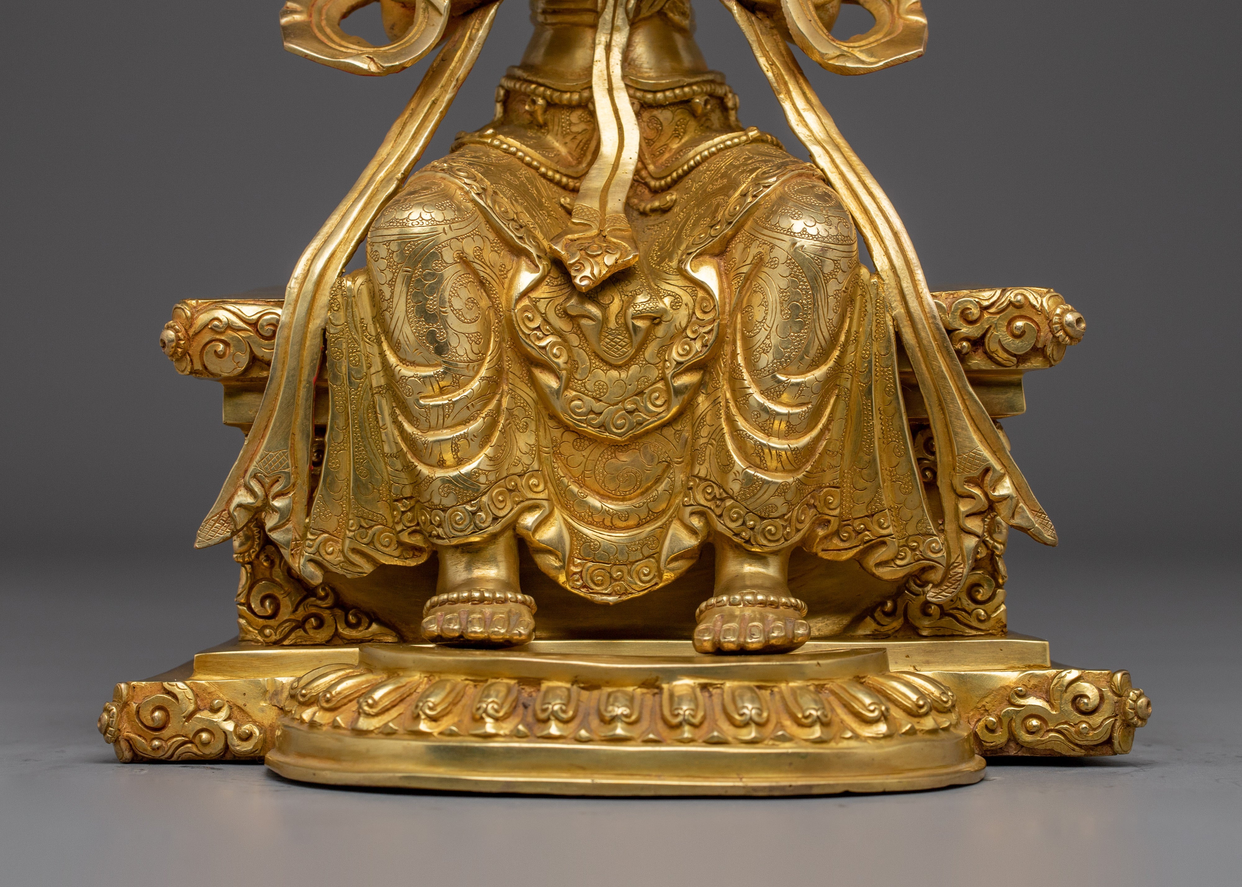 Maitreya Buddha Statue in Gold-Gilded and Copper | Sculpture for Peace & Loving Kindness