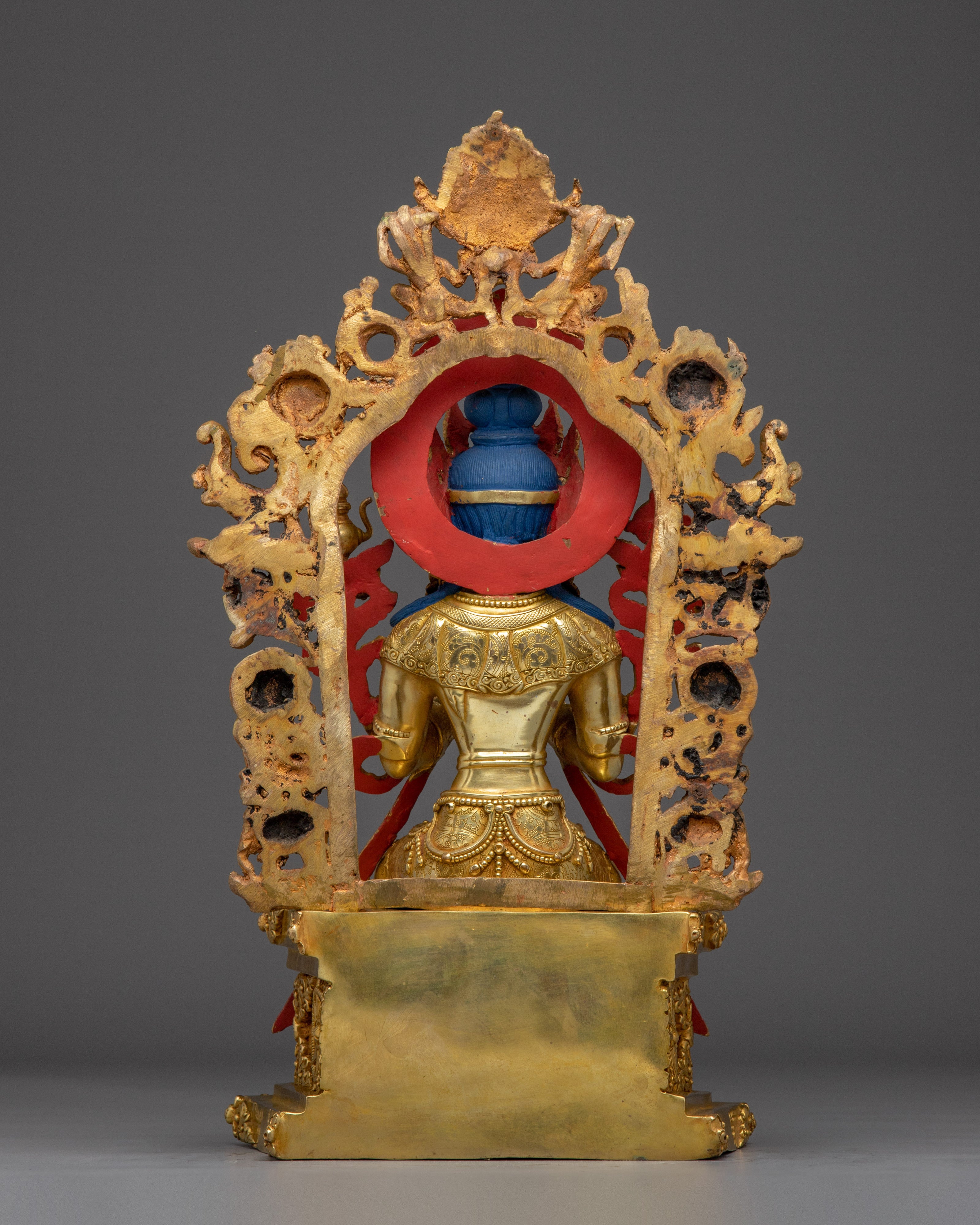 Maitreya Buddha Statue in Gold-Gilded and Copper | Sculpture for Peace & Loving Kindness