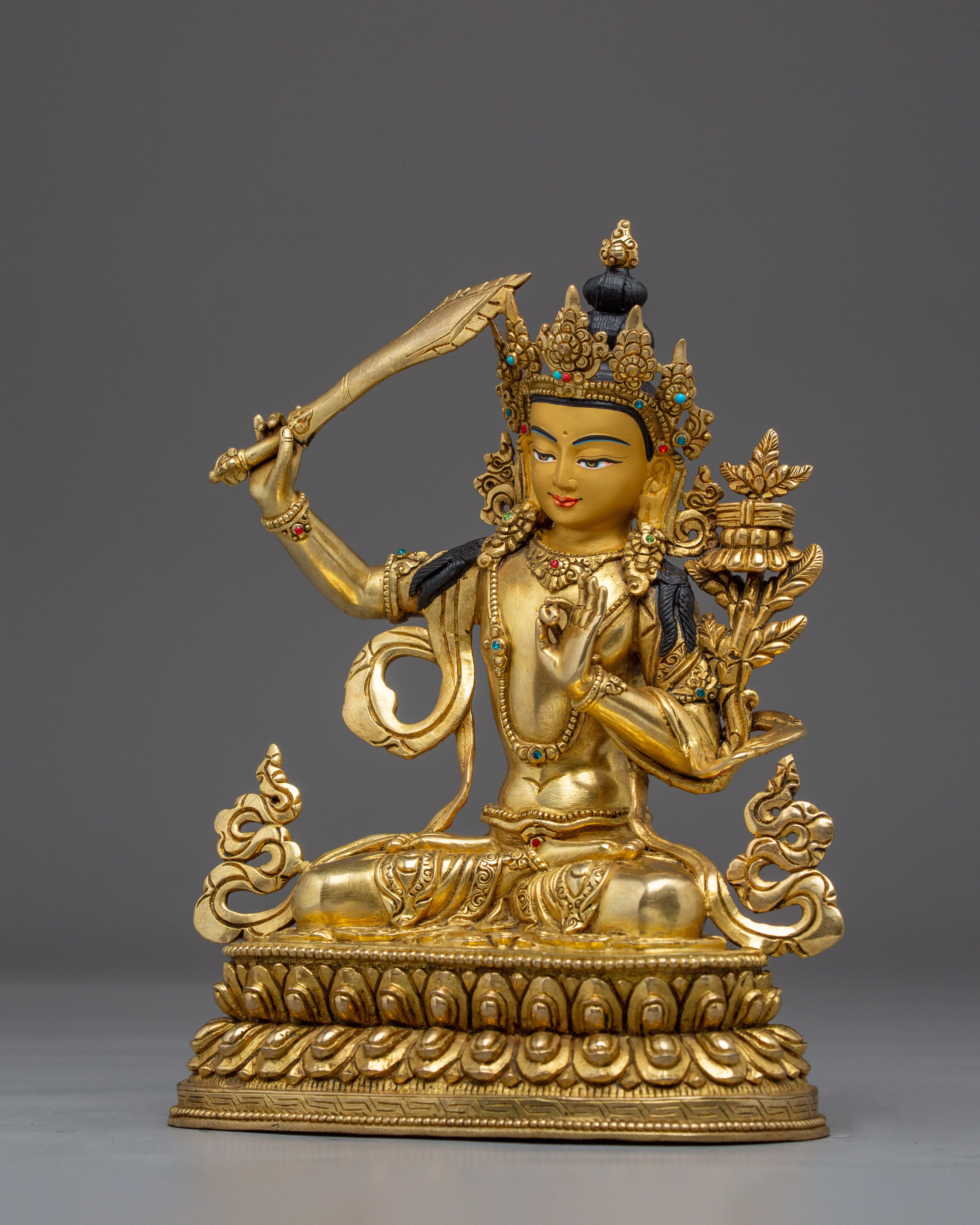 Bodhisattva Manjushri Handmade Statue | Buddhist Spiritual Decor