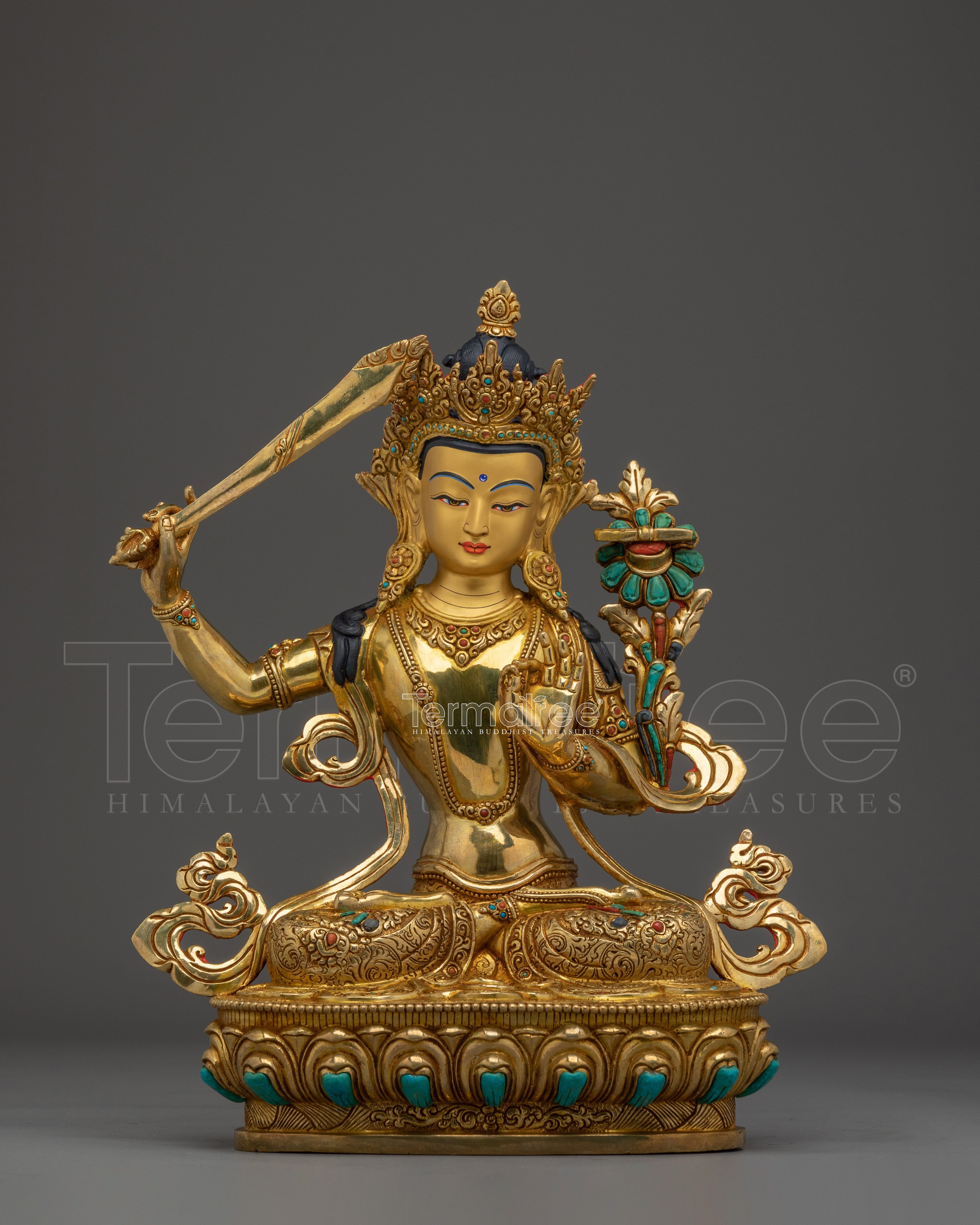 Bodhisattva Manjushri with Flaming Sword Statue for Spirituality