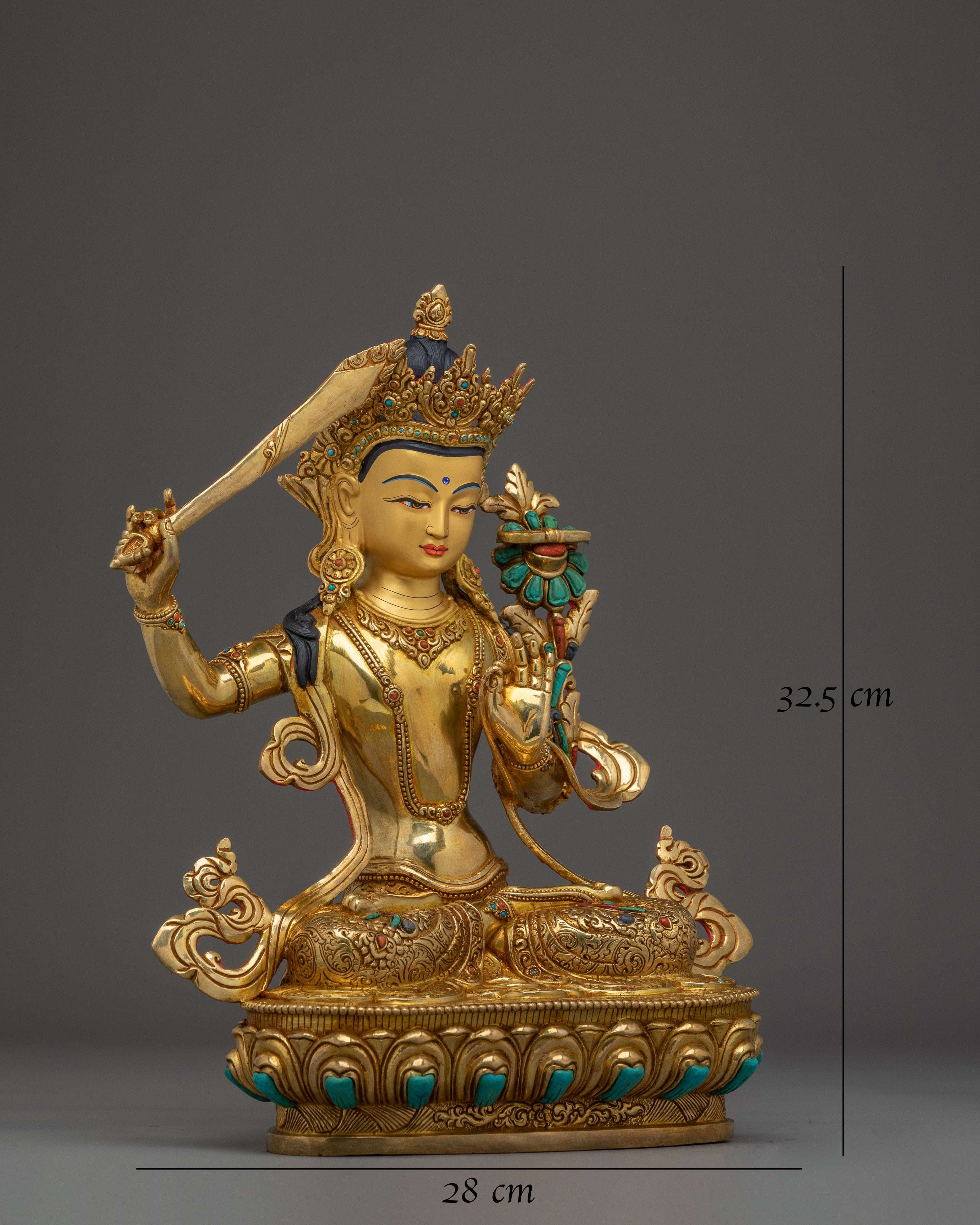Bodhisattva Manjushri with Flaming Sword Statue for Spirituality