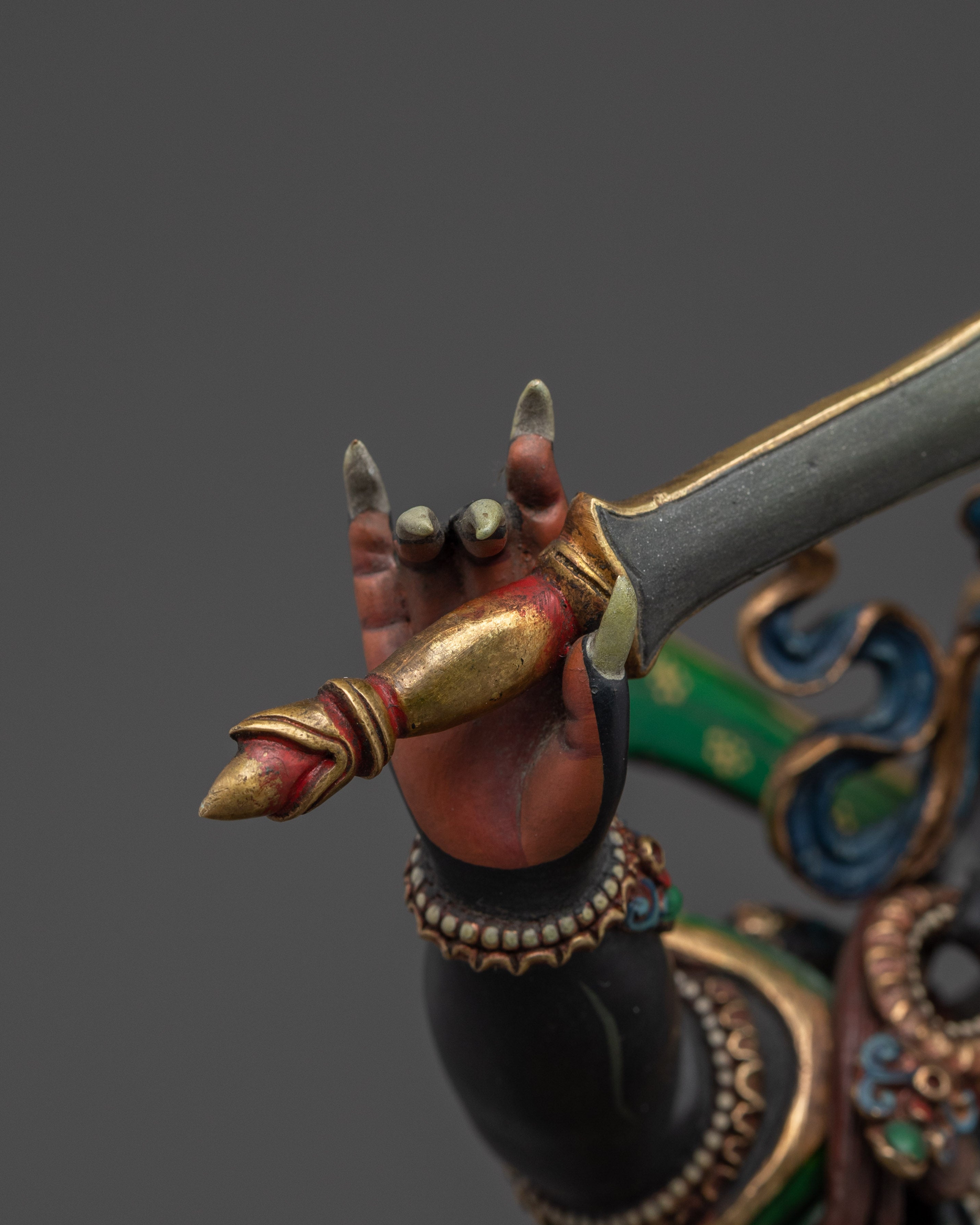 Tibetan Black Manjushri Sculpture | Sacred Buddhist Art