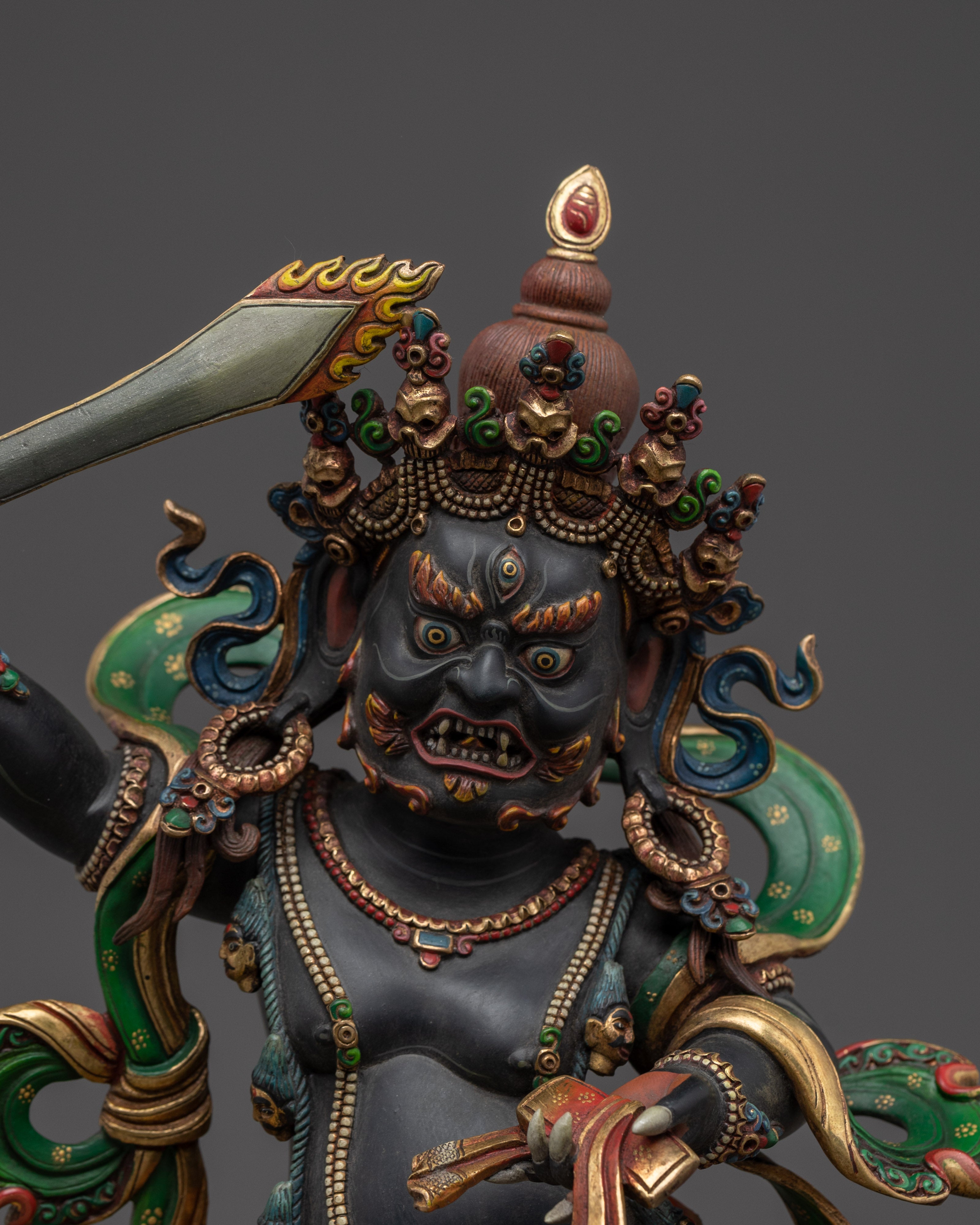 Tibetan Black Manjushri Sculpture | Sacred Buddhist Art