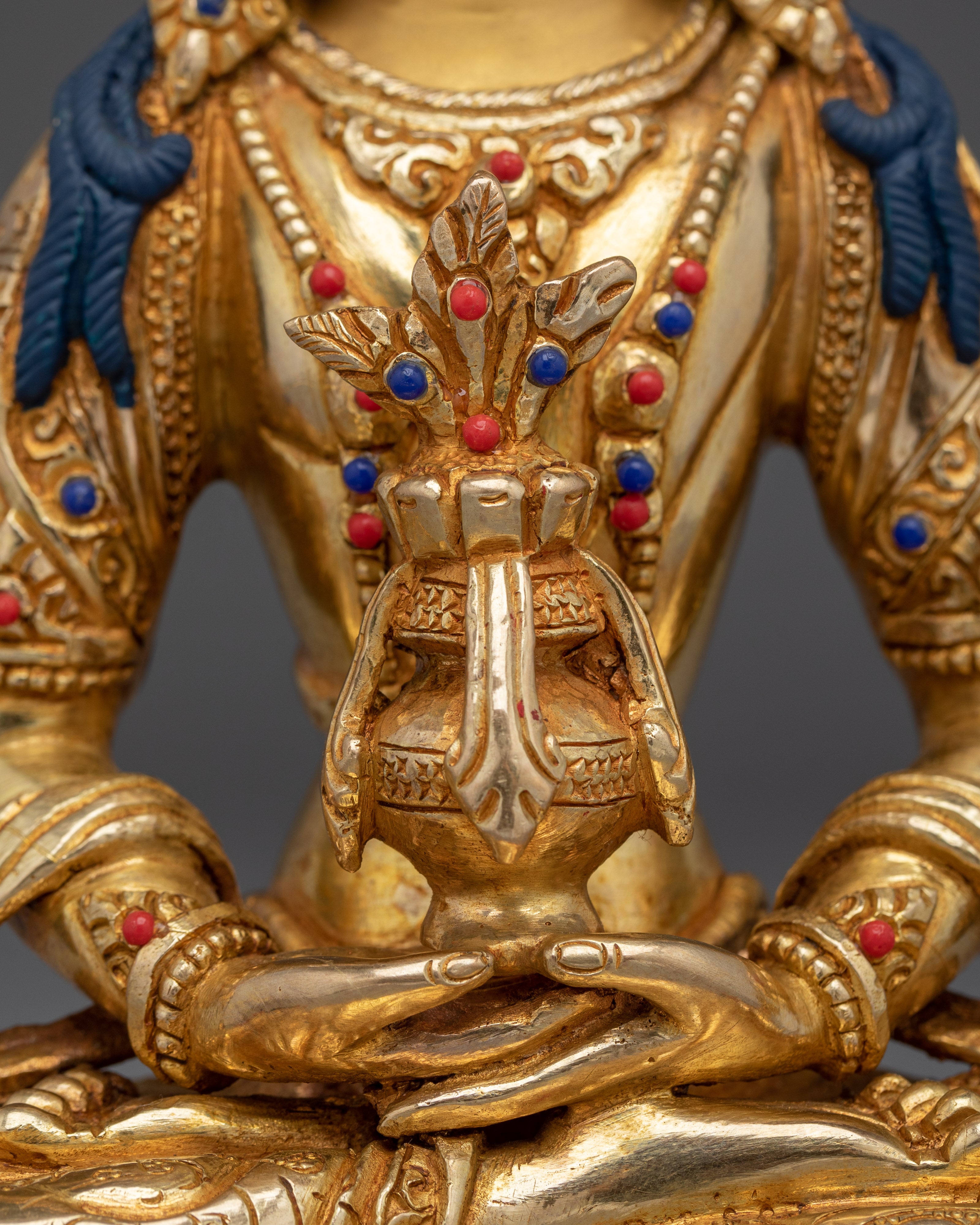 Amitayus Buddha Copper and Gemstone Statue | Spiritual Significance & Timeless Beauty