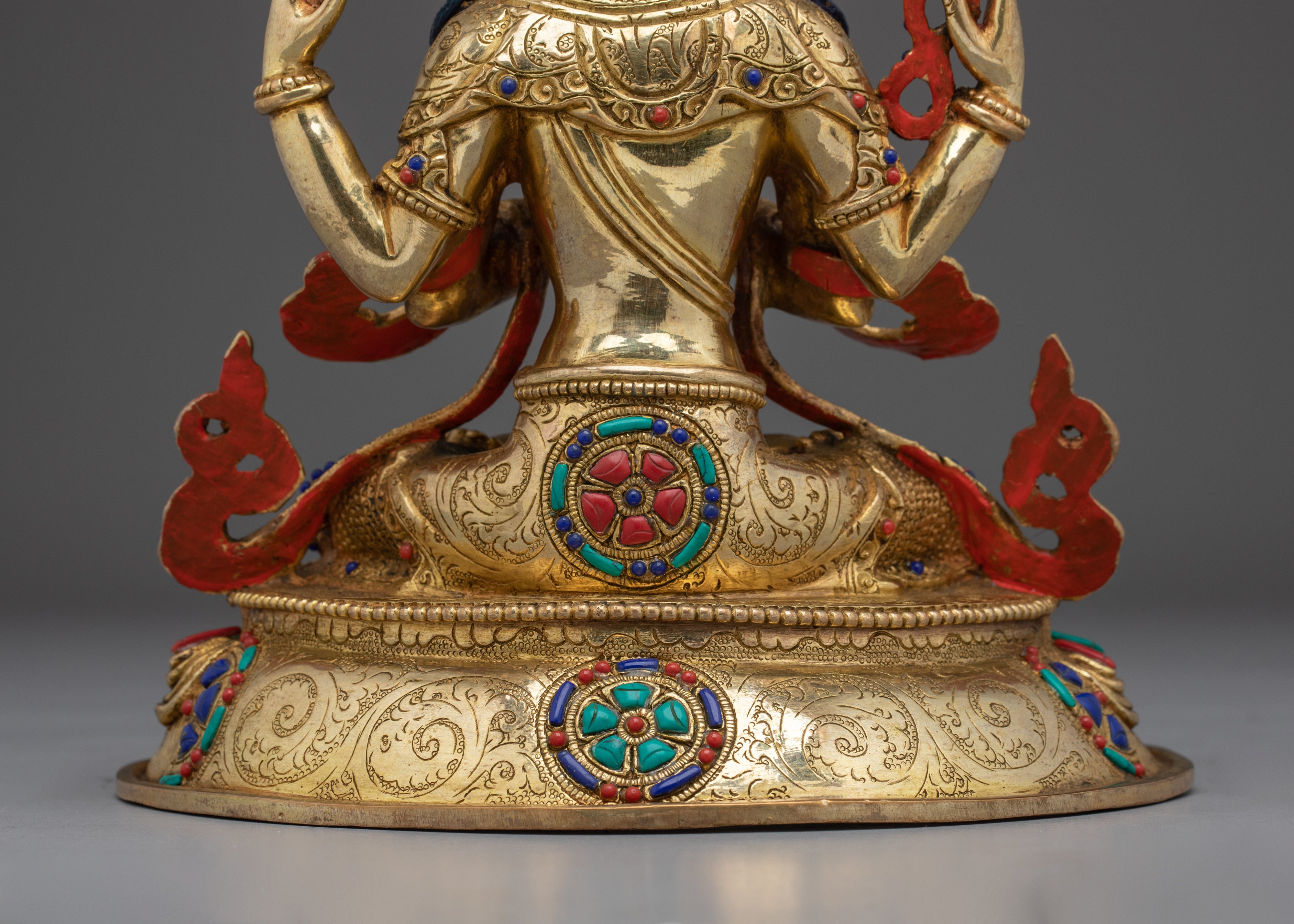 Chenrezig Buddha Copper and Gemstones Statue | Spiritual Perfect for Meditation