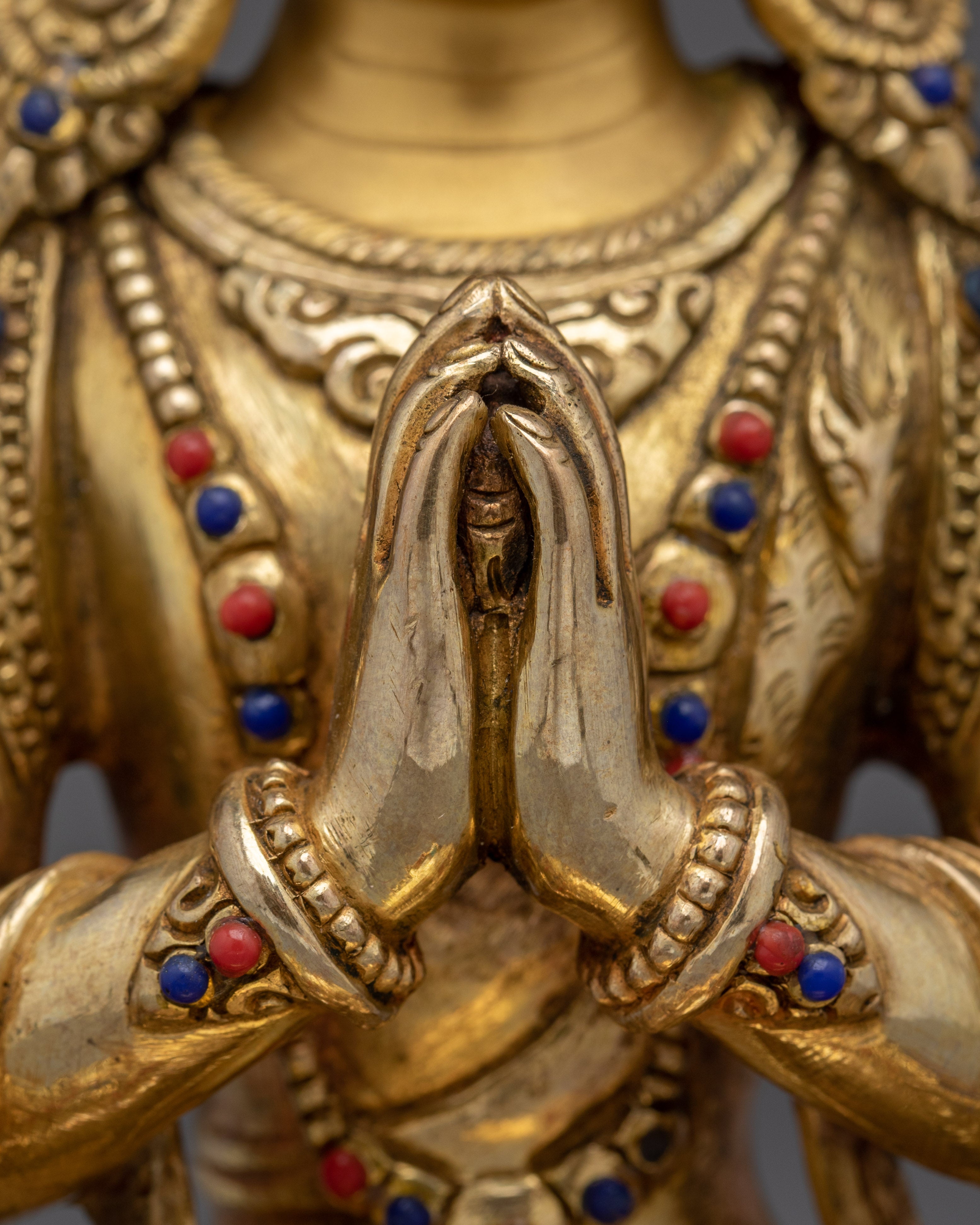 Chenrezig Buddha Copper and Gemstones Statue | Spiritual Perfect for Meditation