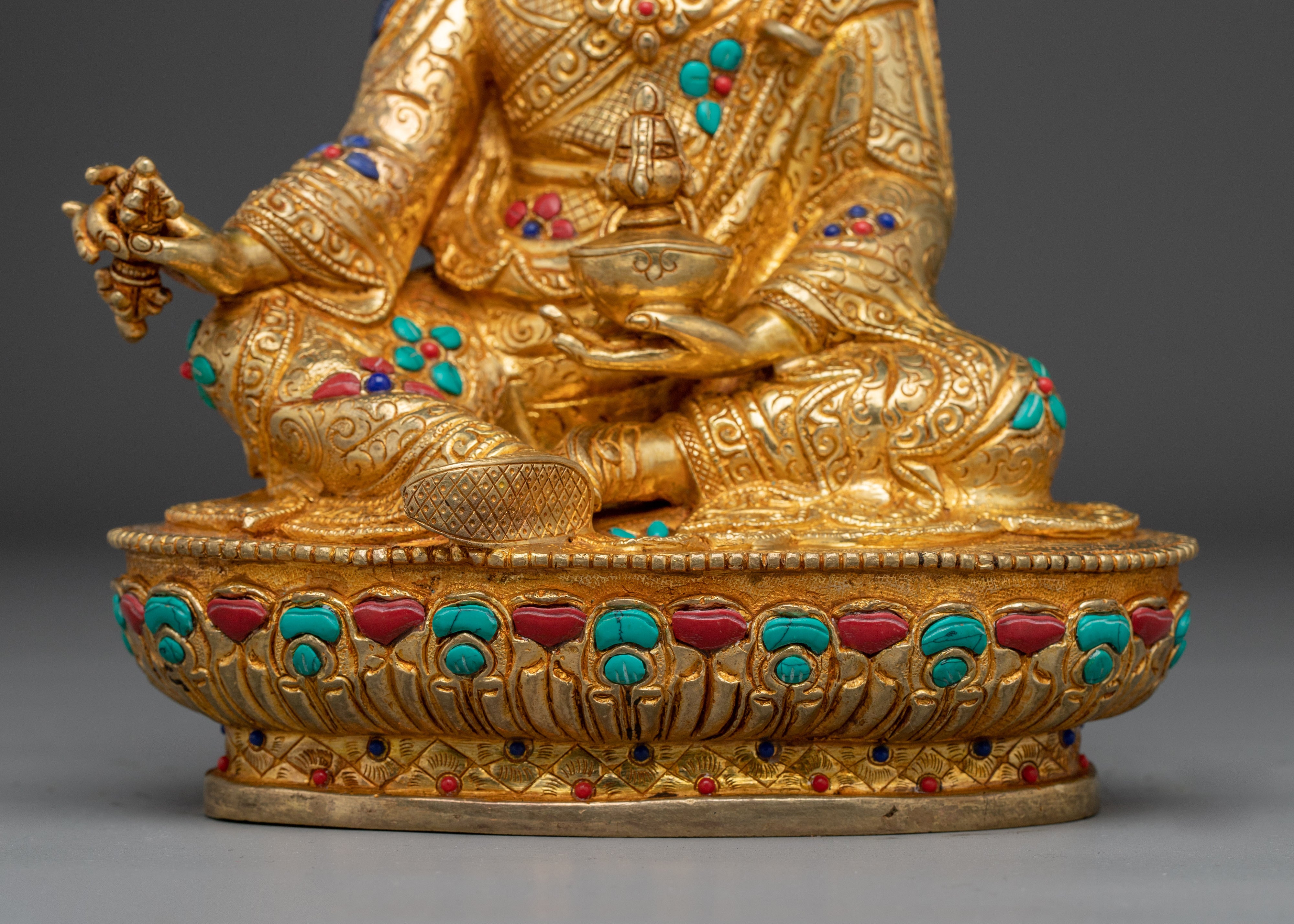 Guru Rinpoche Gold Gilded Buddha Statue | Perfect for Spirituality Home Decor