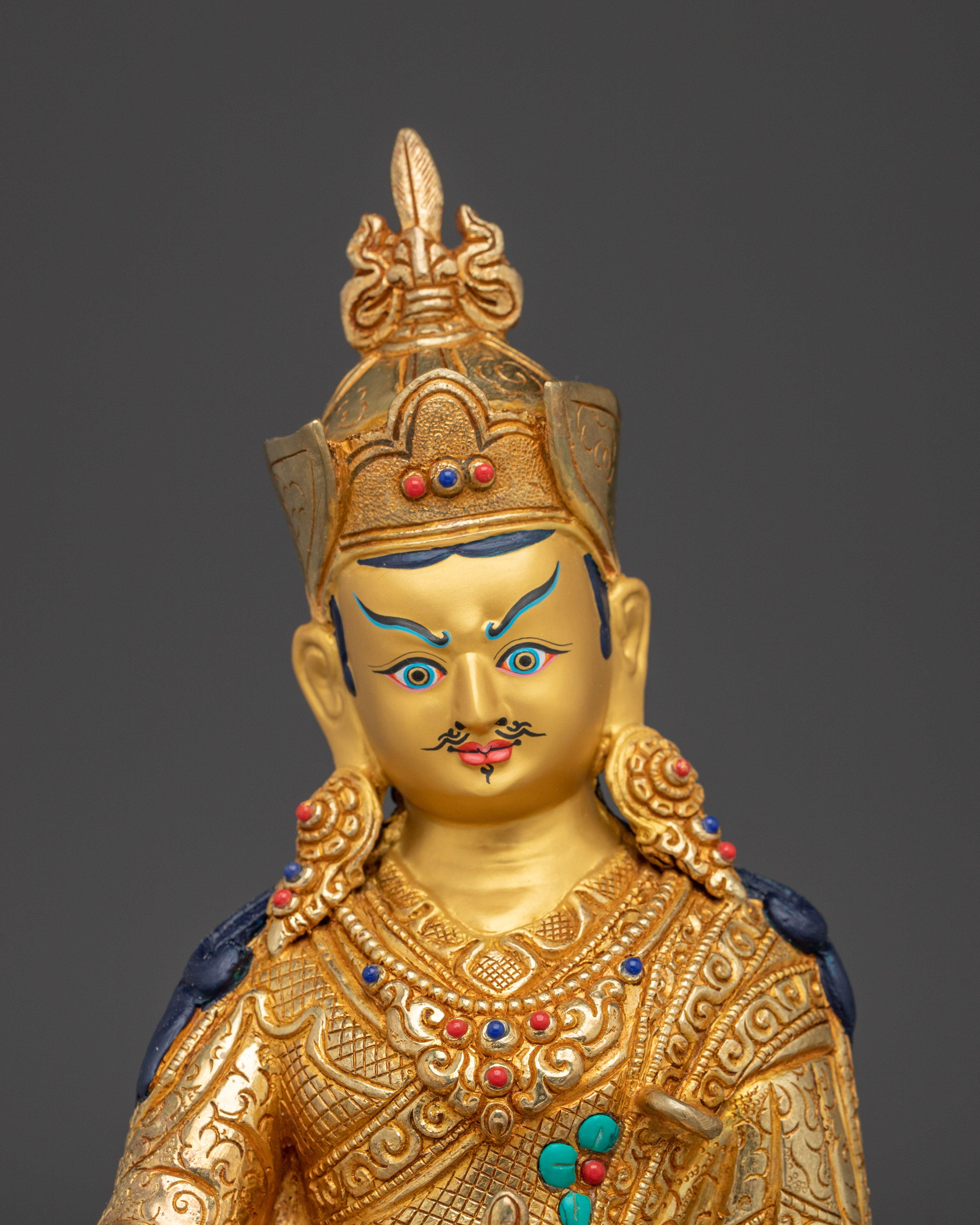 Guru Rinpoche Gold Gilded Buddha Statue | Perfect for Spirituality Home Decor