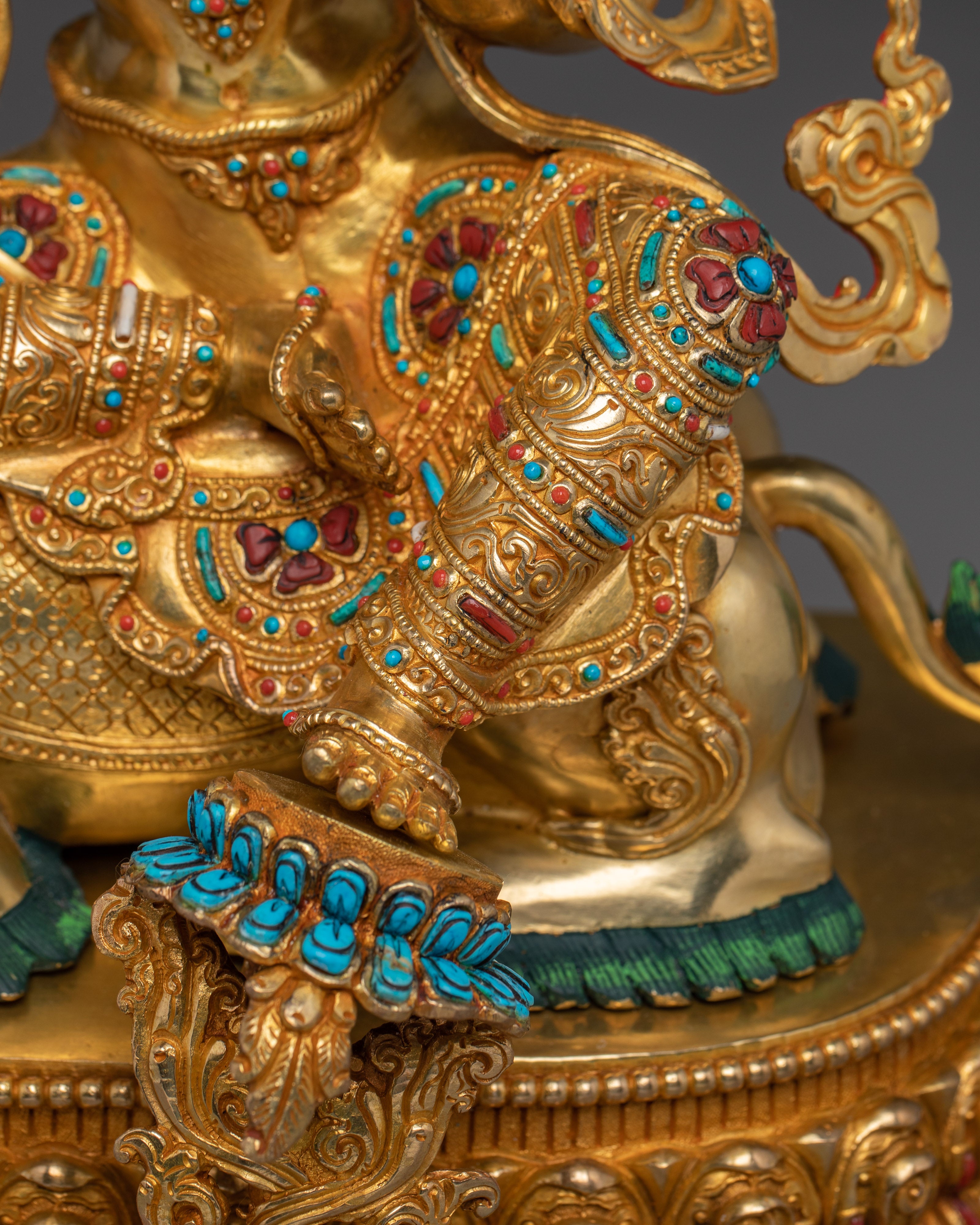 Manjushri Copper and Gemstone Statue | Ideal for Meditation, Spirituality