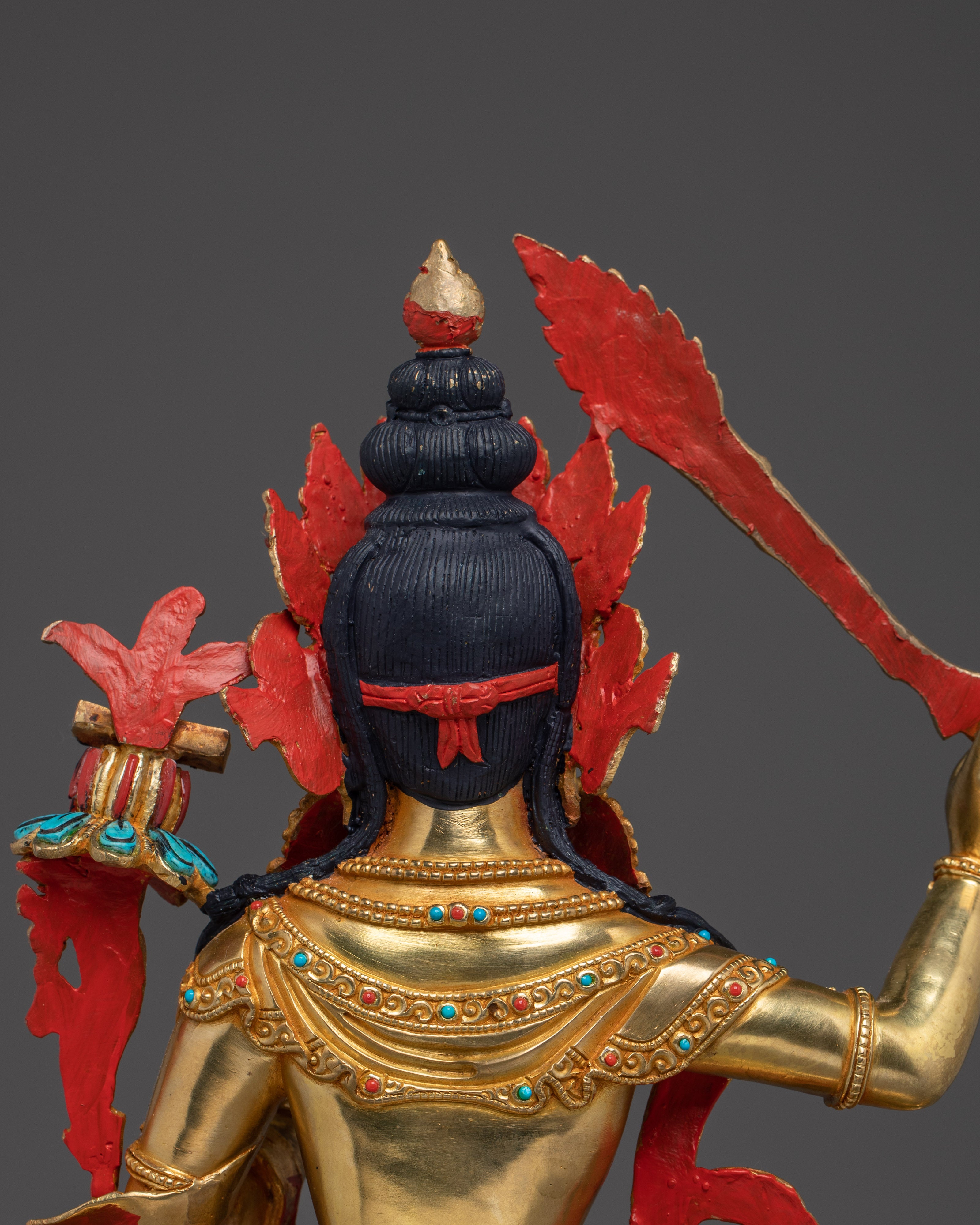 Manjushri Copper and Gemstone Statue | Ideal for Meditation, Spirituality
