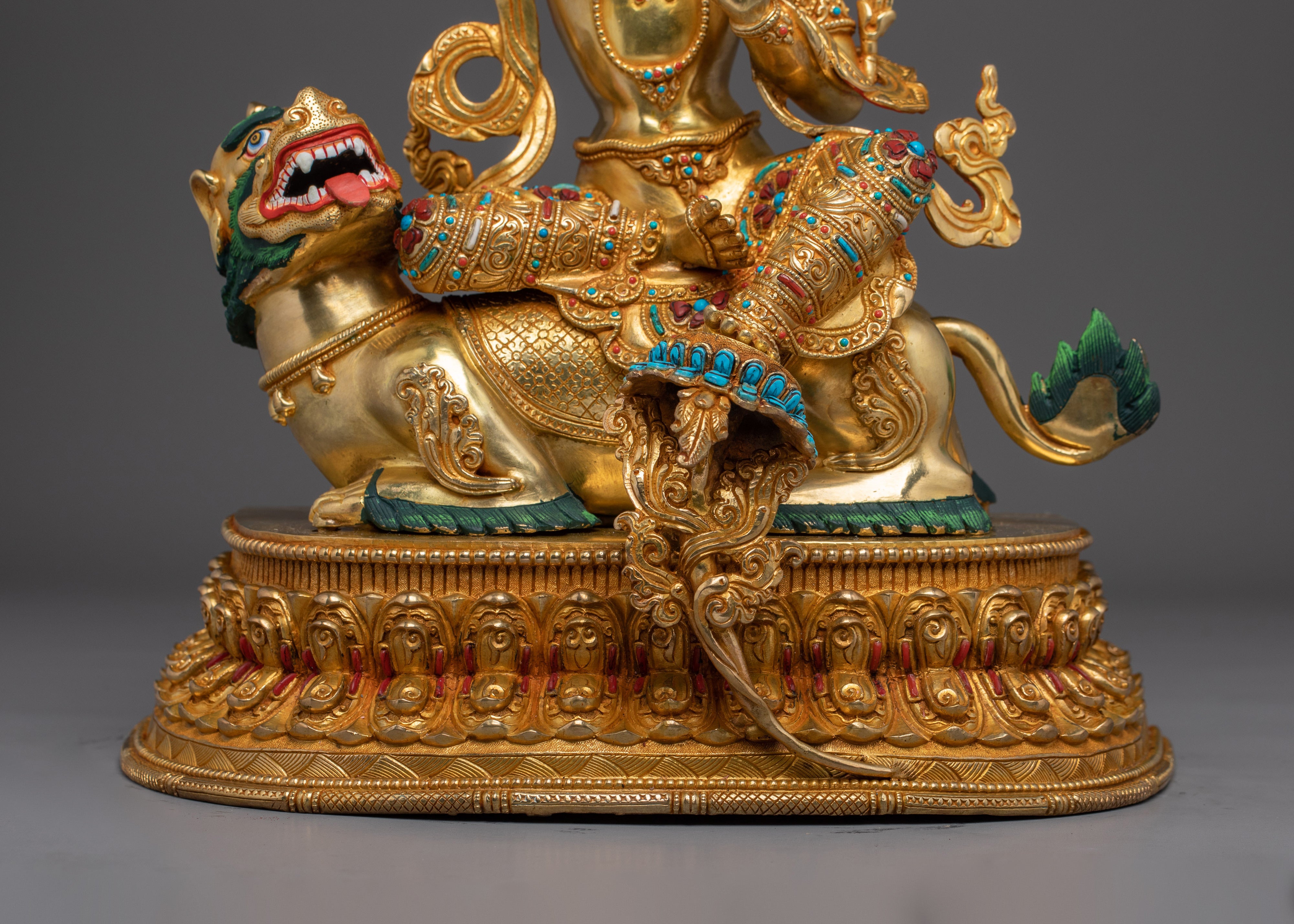 Manjushri Copper and Gemstone Statue | Ideal for Meditation, Spirituality