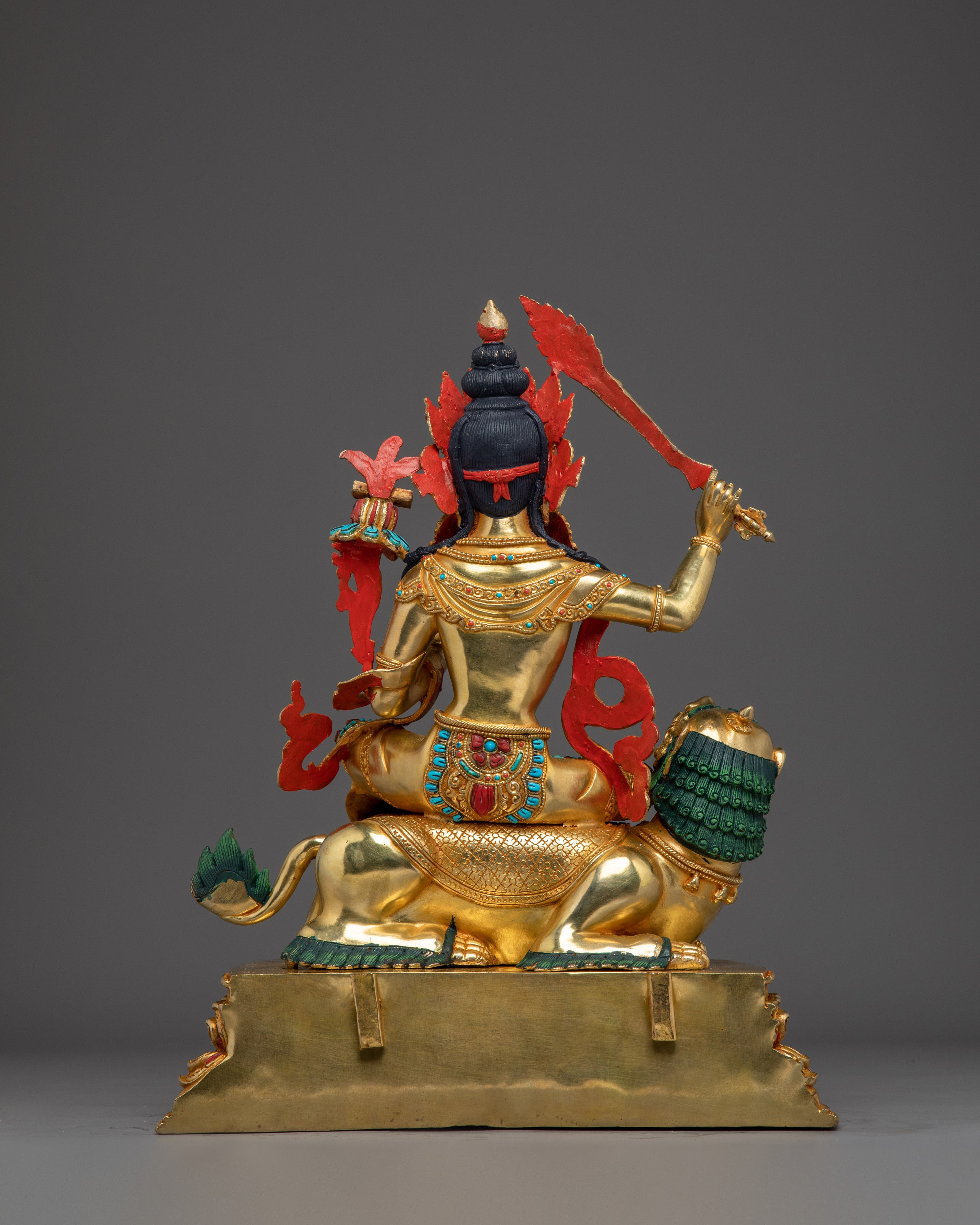 Manjushri Copper and Gemstone Statue | Ideal for Meditation, Spirituality