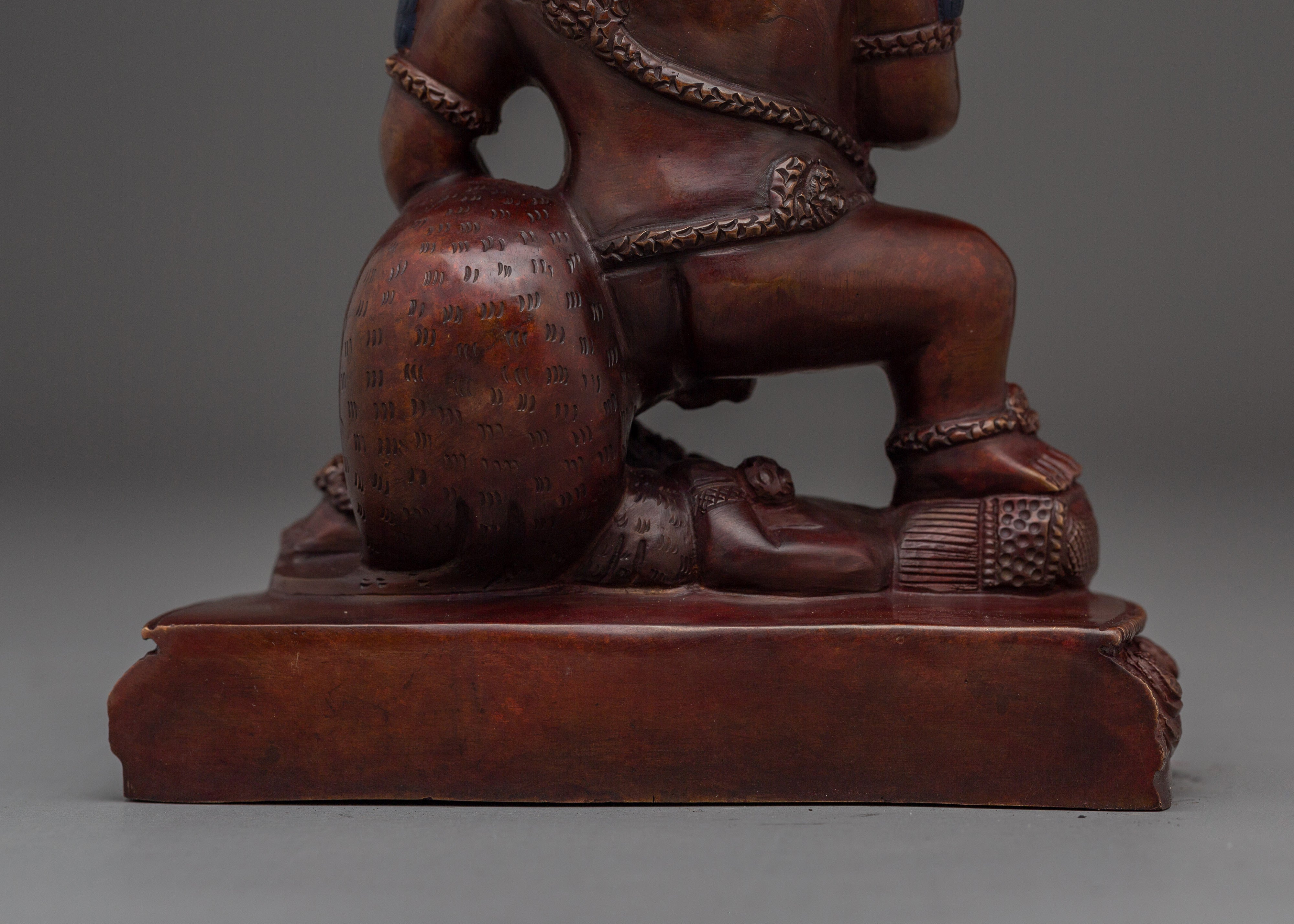 Oxidized Copper Black Dzambhala Statue | Tibetan Wealth Deity