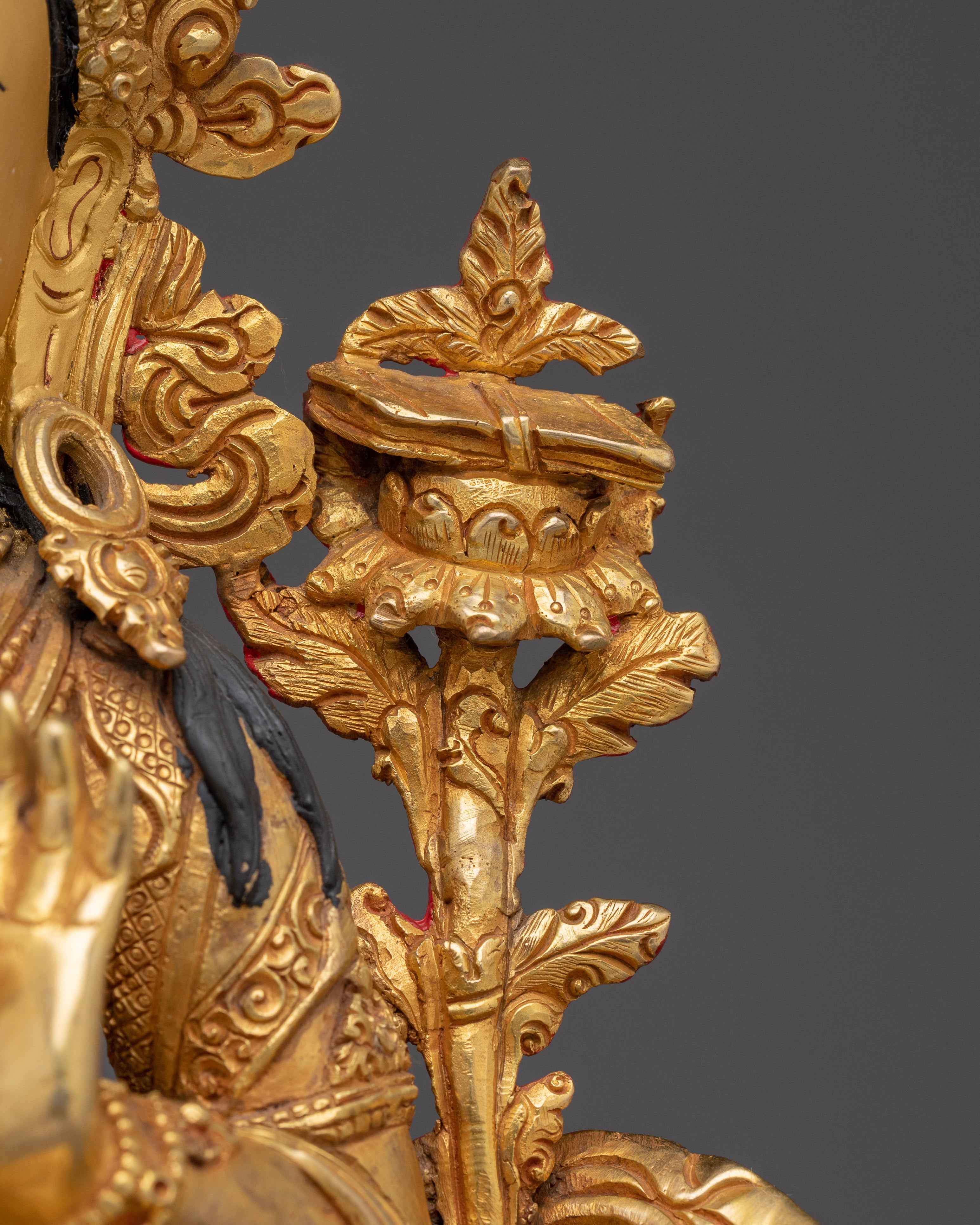 Buddhist Deity Manjushri Art for Wisdom | Gold Gilded Copper Statue