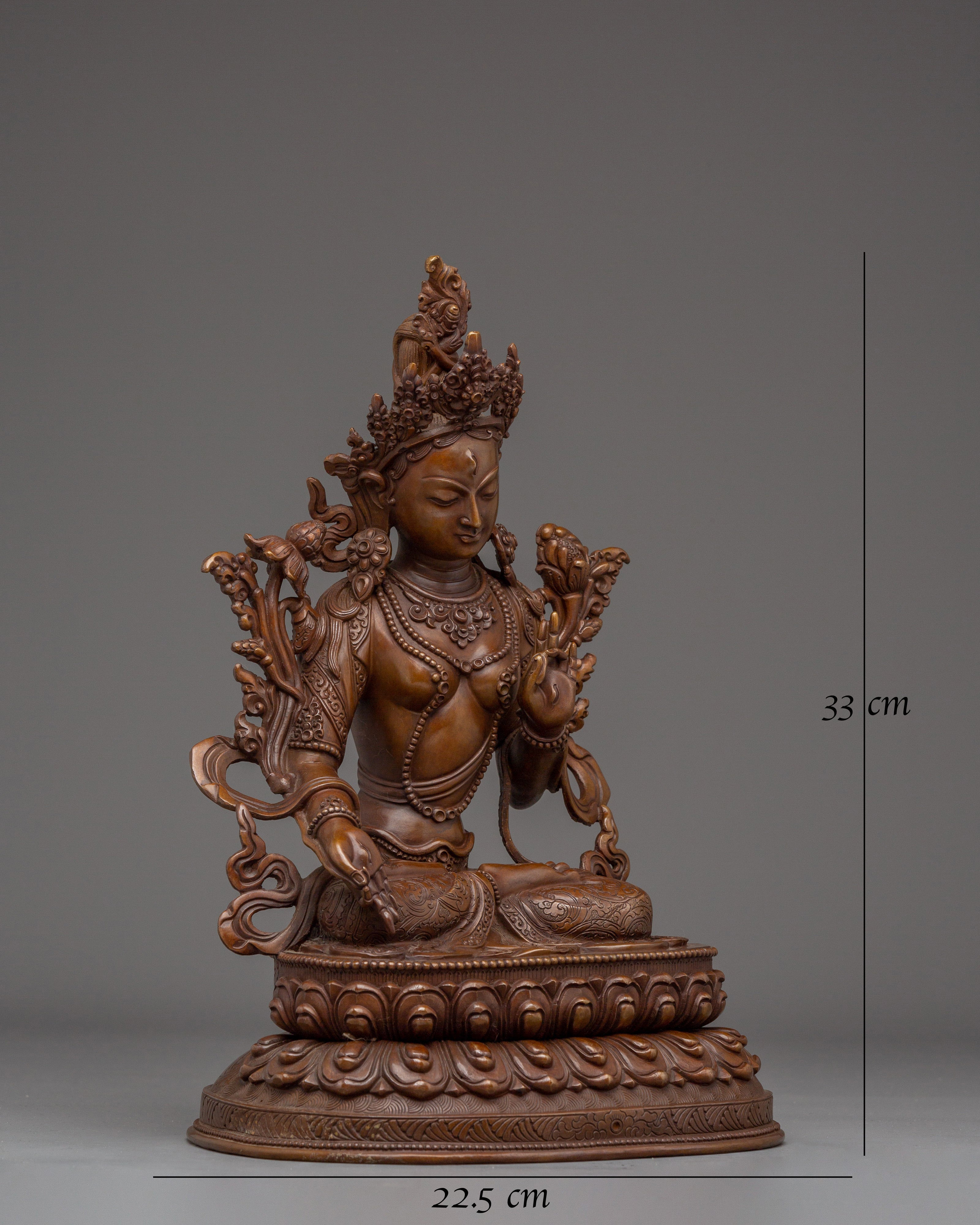 Chocolate Oxidized White Tara Statue 