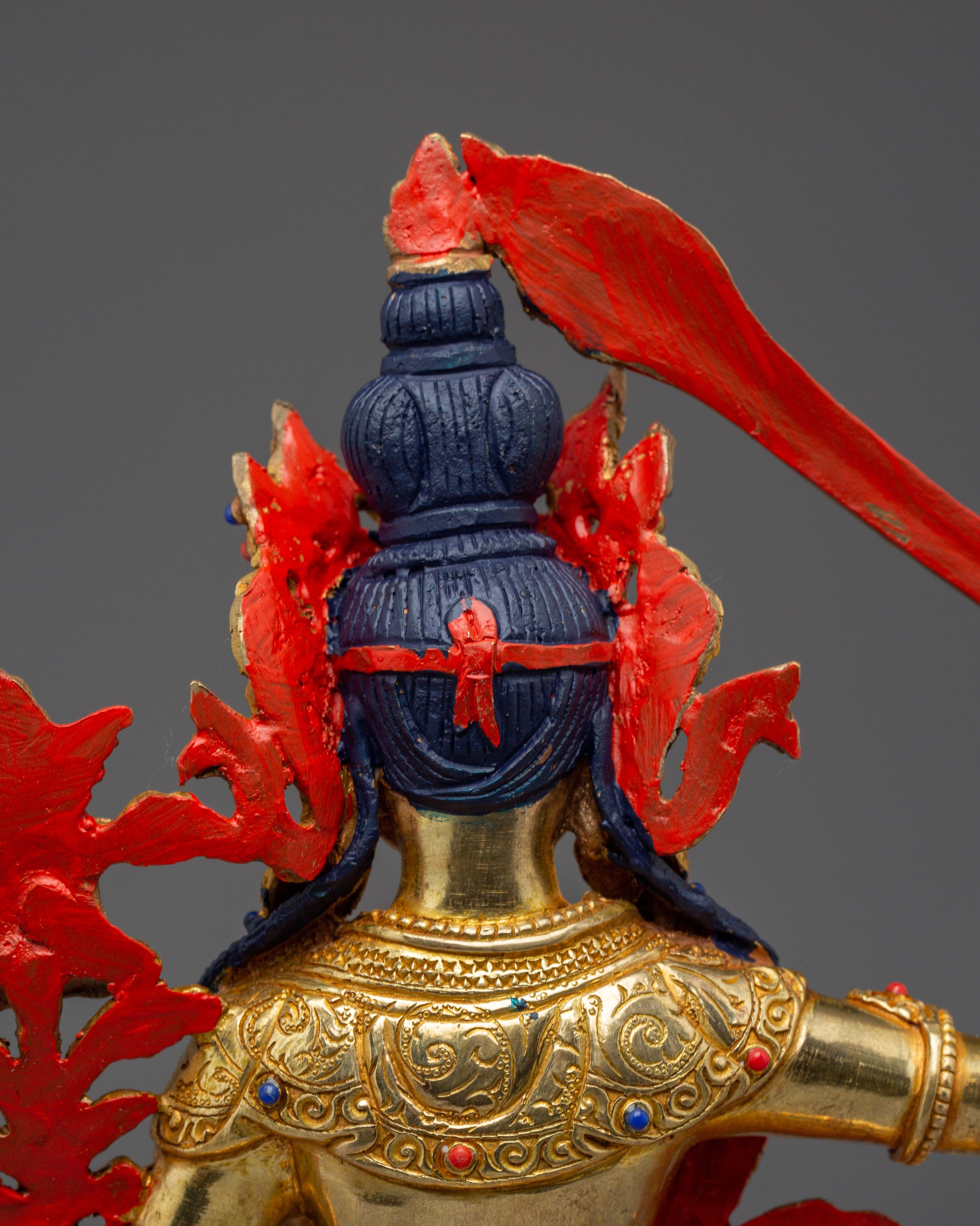 Manjushri Statue Seated in Double Petal Lotus Seat | 24K Gold Gilded Artwork