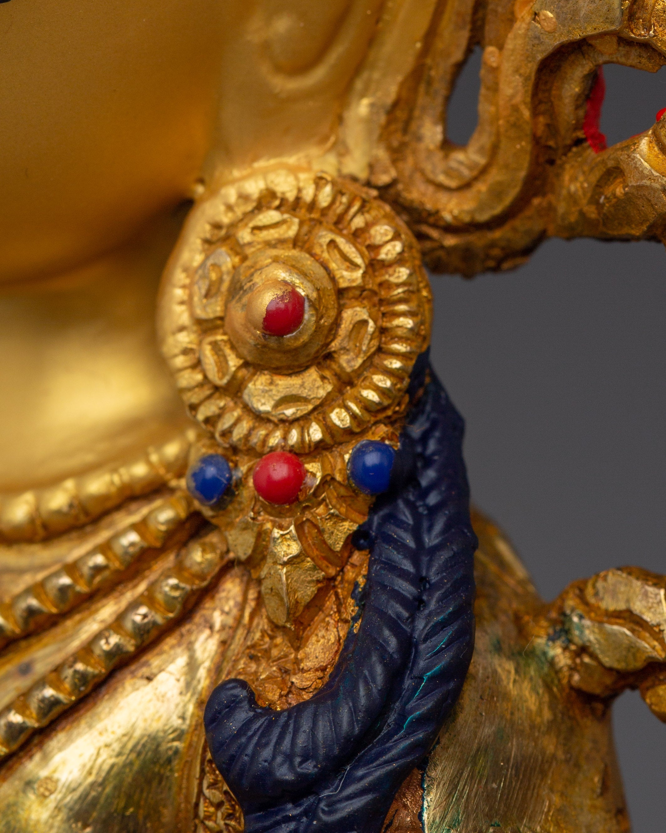Manjushri Statue Seated in Double Petal Lotus Seat | 24K Gold Gilded Artwork