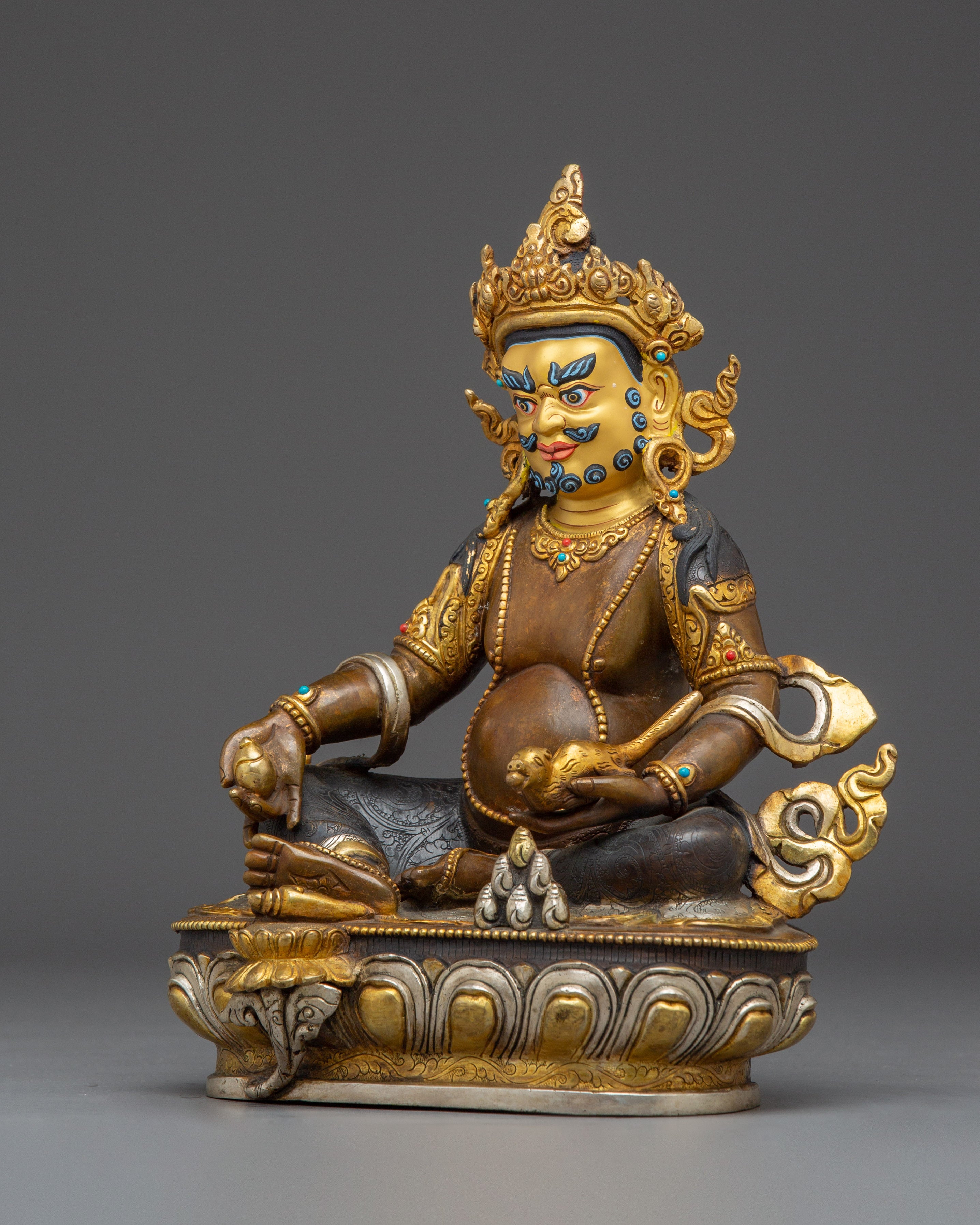24K Gold Dzambhala Copper Statue | Meditation and Sacred Decor