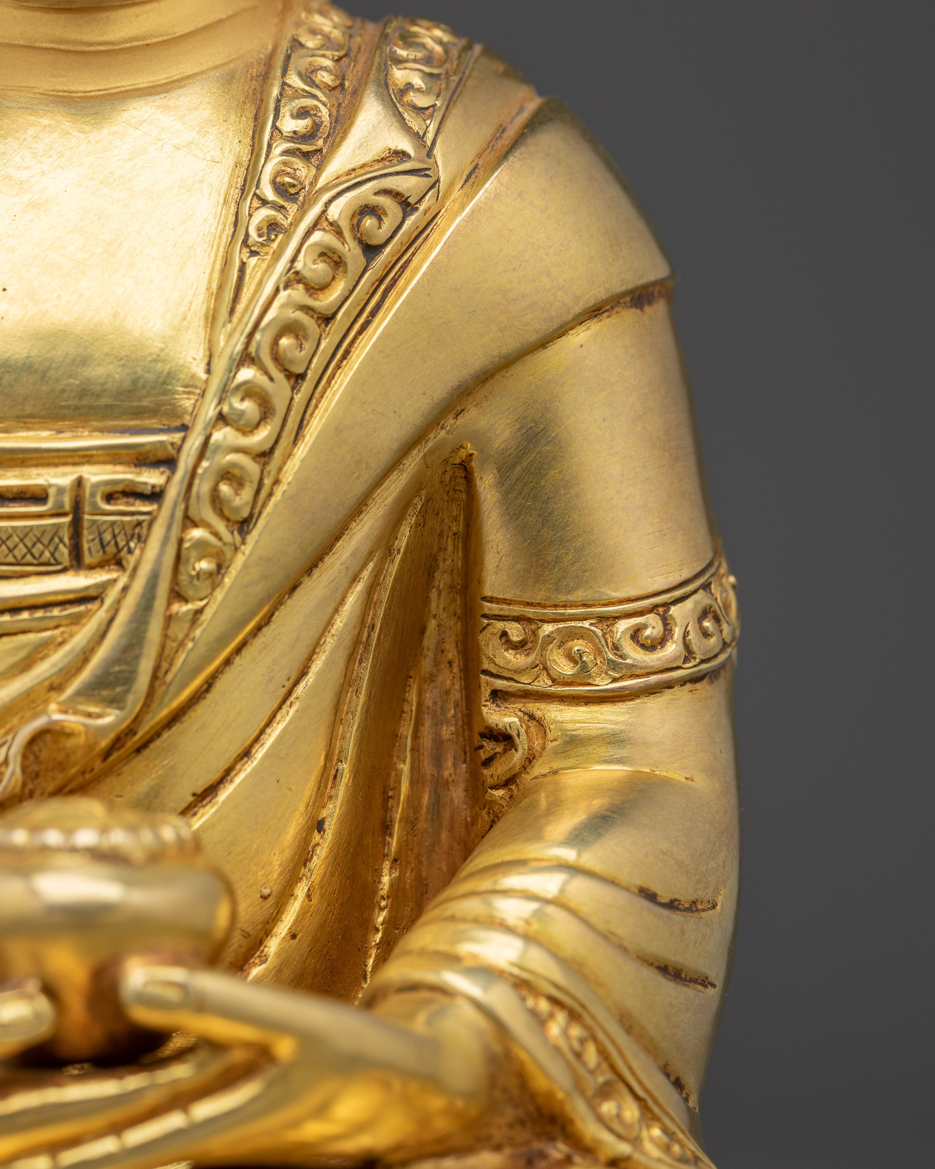 Copper and Gold-Gilded Amitabha Buddha Statue | Serenity & Enlightened Presence