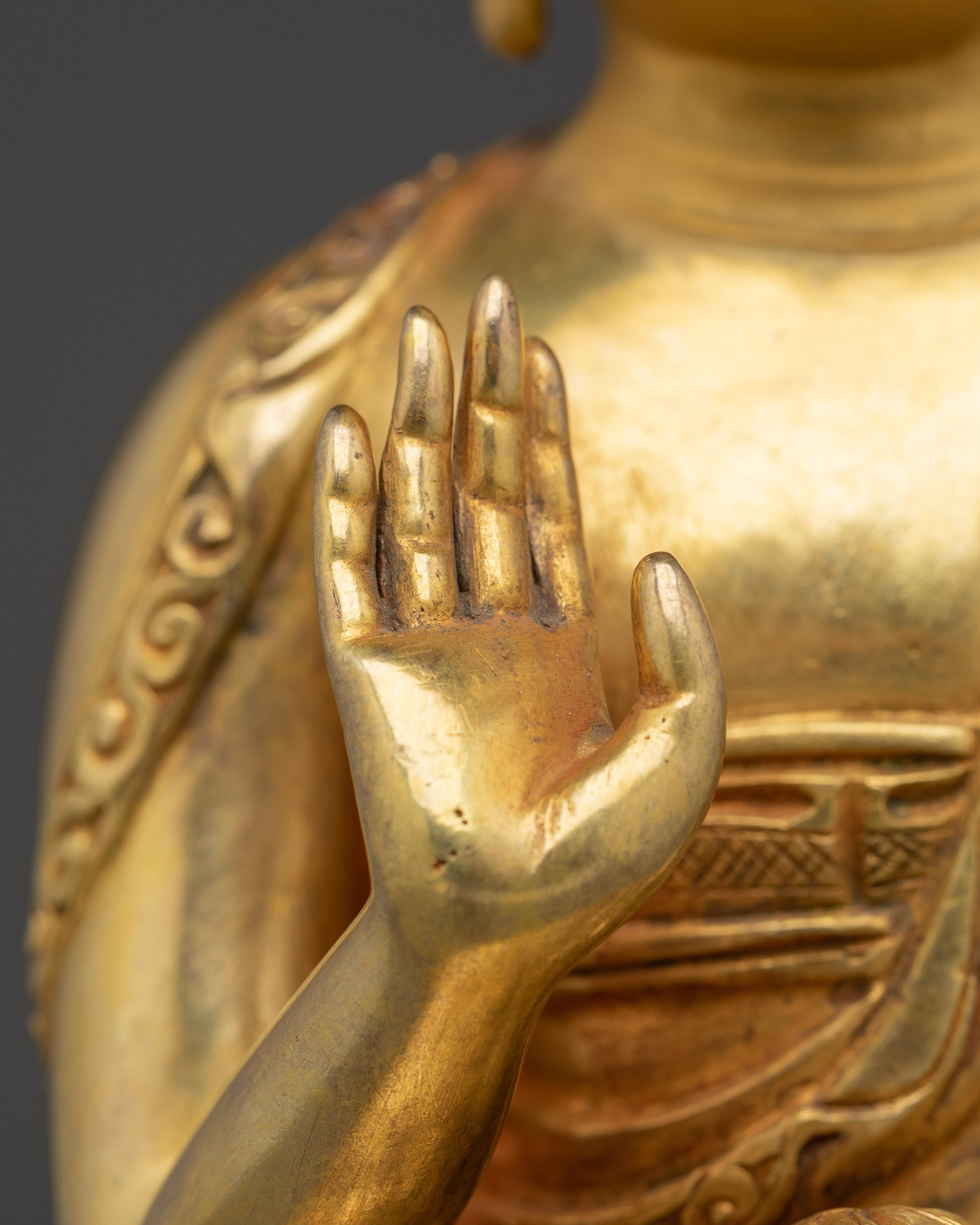 Amogasiddhi Buddha in 24K Gold-Gilded Copper | Sacred Protector and Meditation