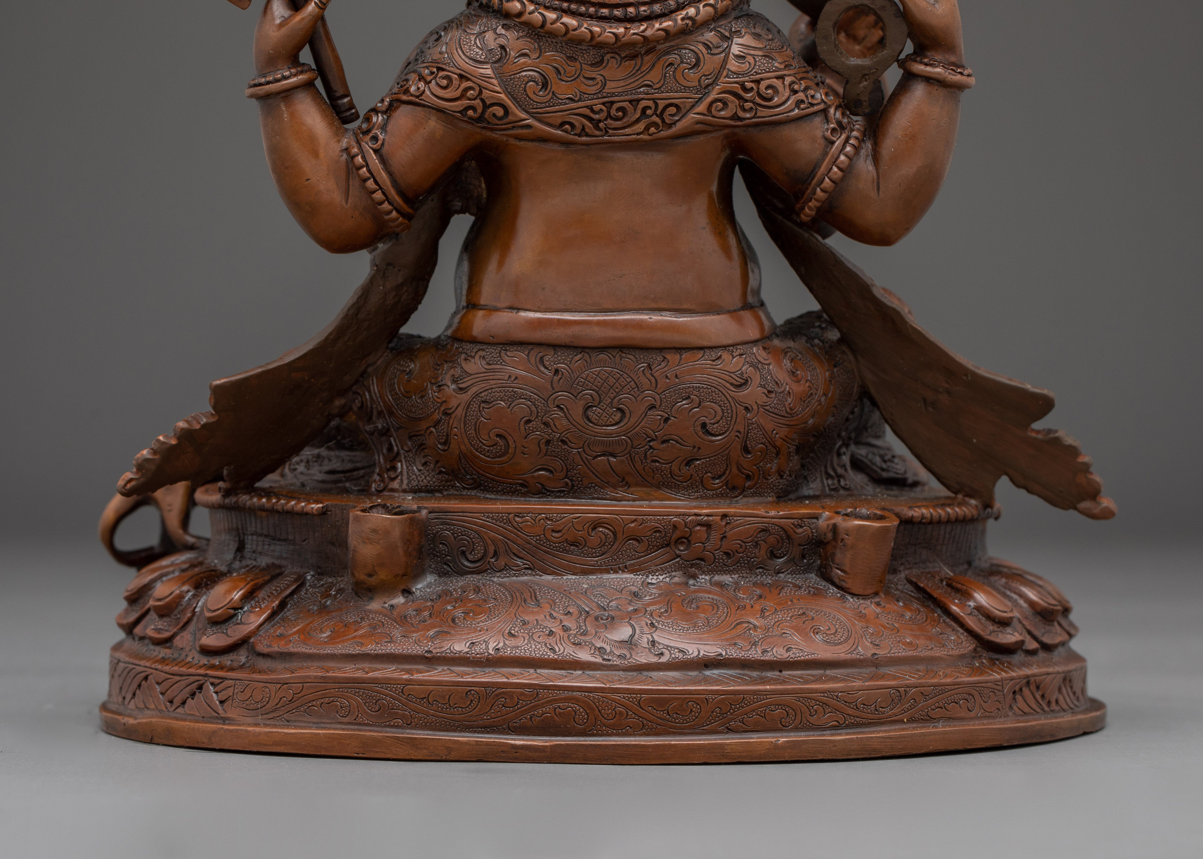 Oxidized Copper Ganesh Statue | God of Wisdom for Altar or Shrine