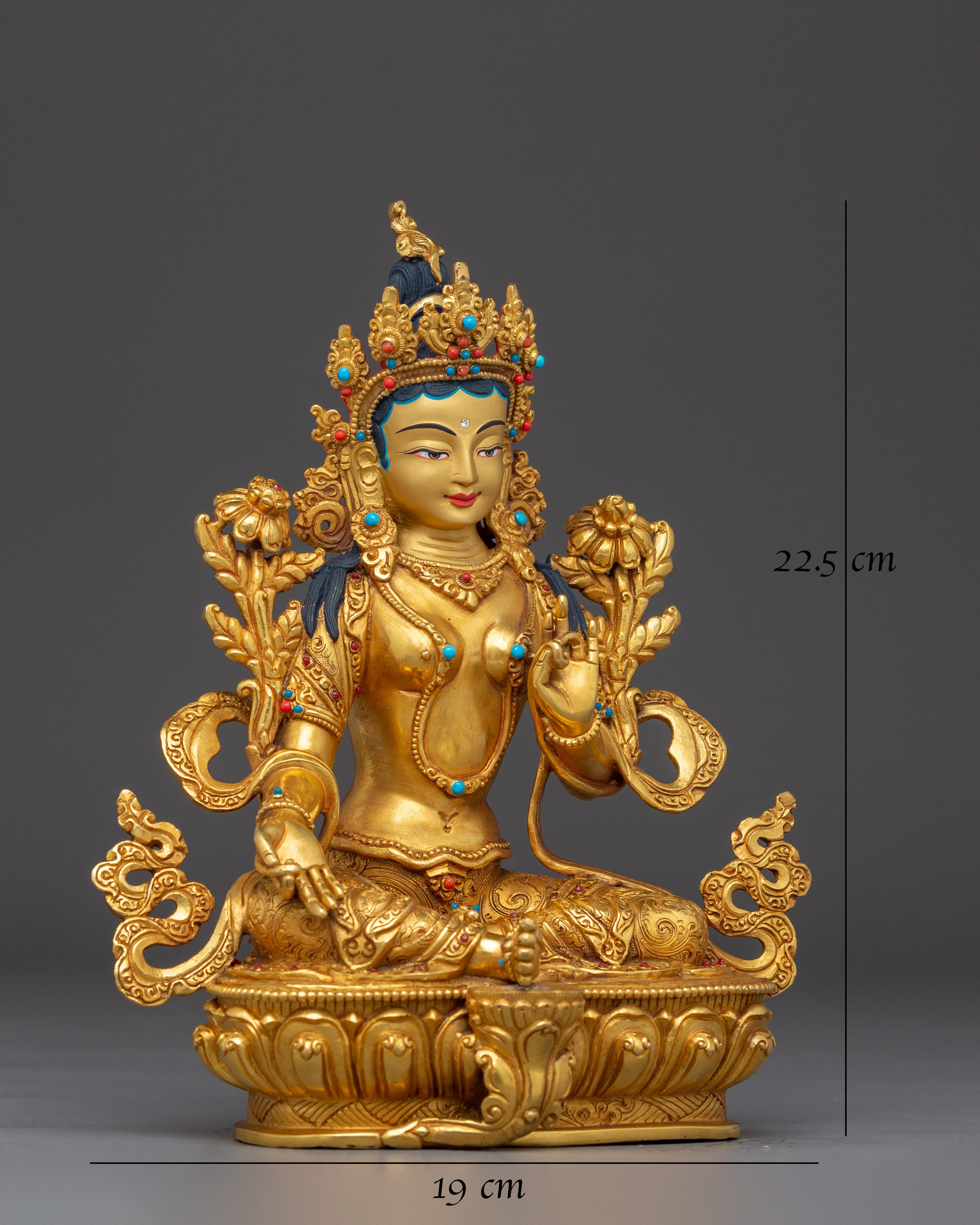 Tranquil Statue of Green Tara 