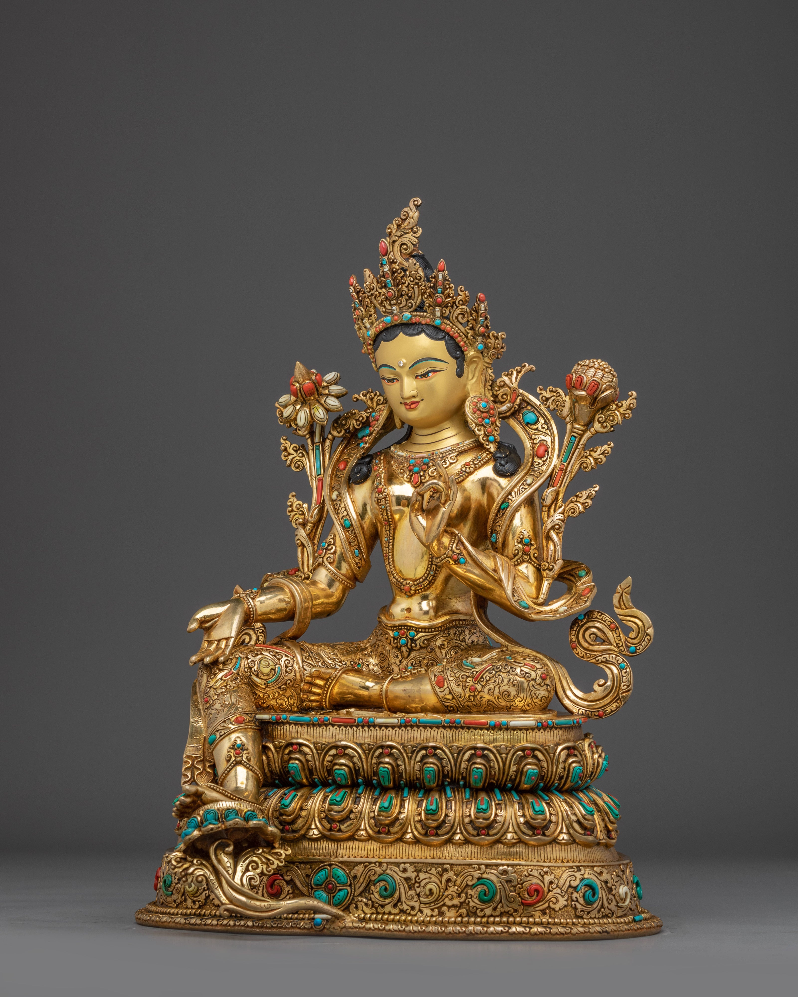 Majestic Statue of Bodhisattva Green Tara | Mother of Liberation