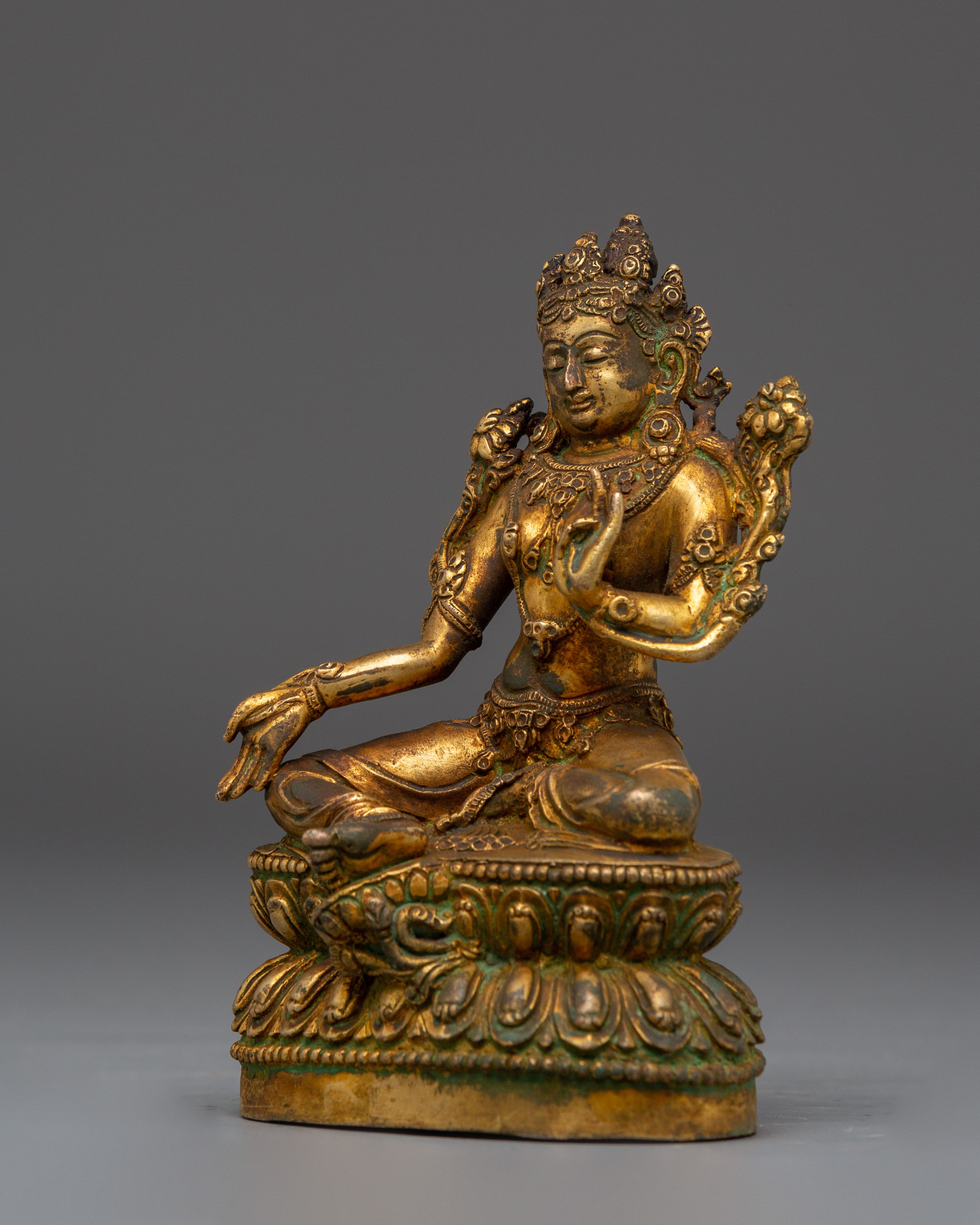 Antique Sacred Feminine Art of Green Tara | The Compassionate Protector