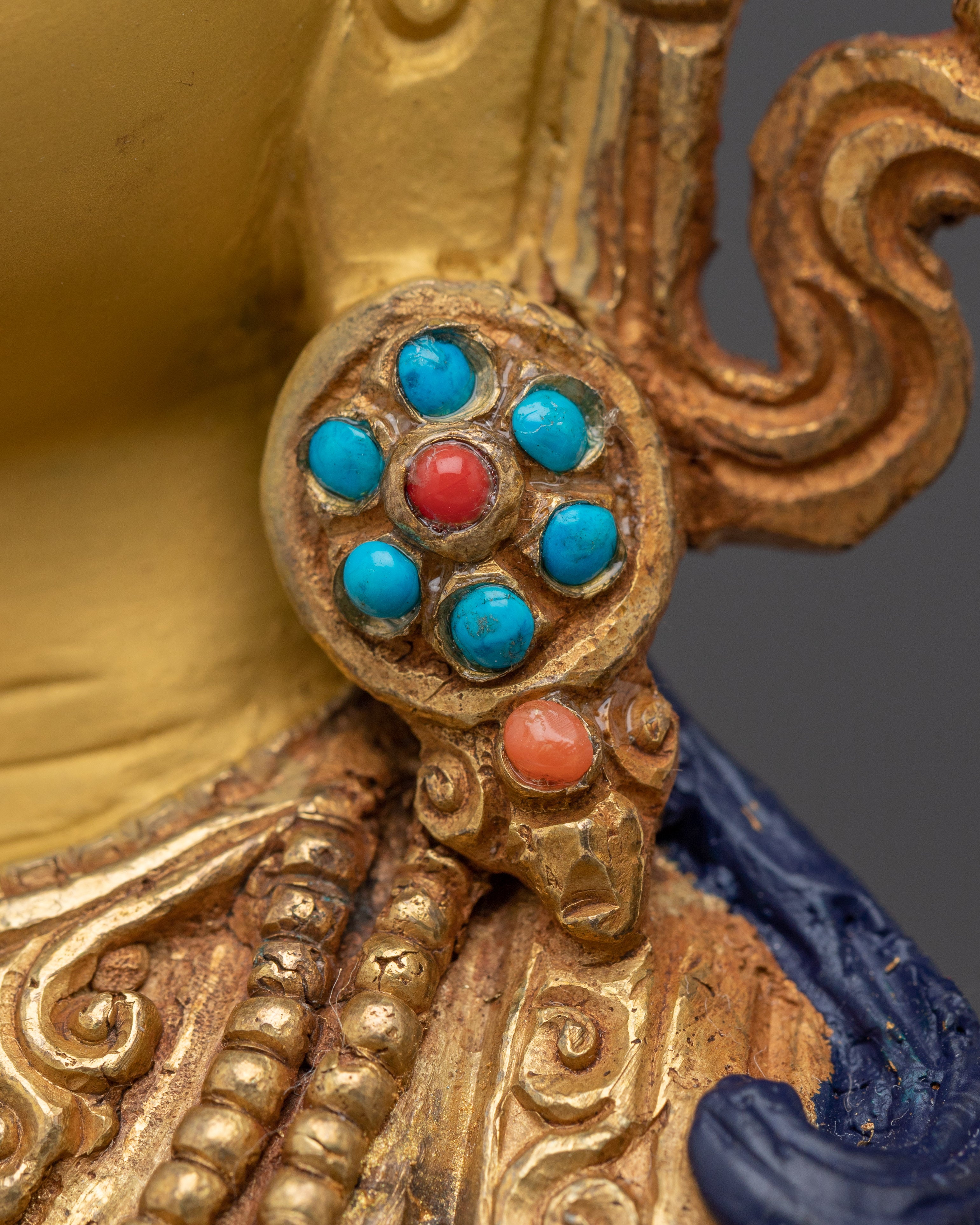 Handmade Tibetan Artwork of Golden Chenrezig | Compassionate Bodhisattva