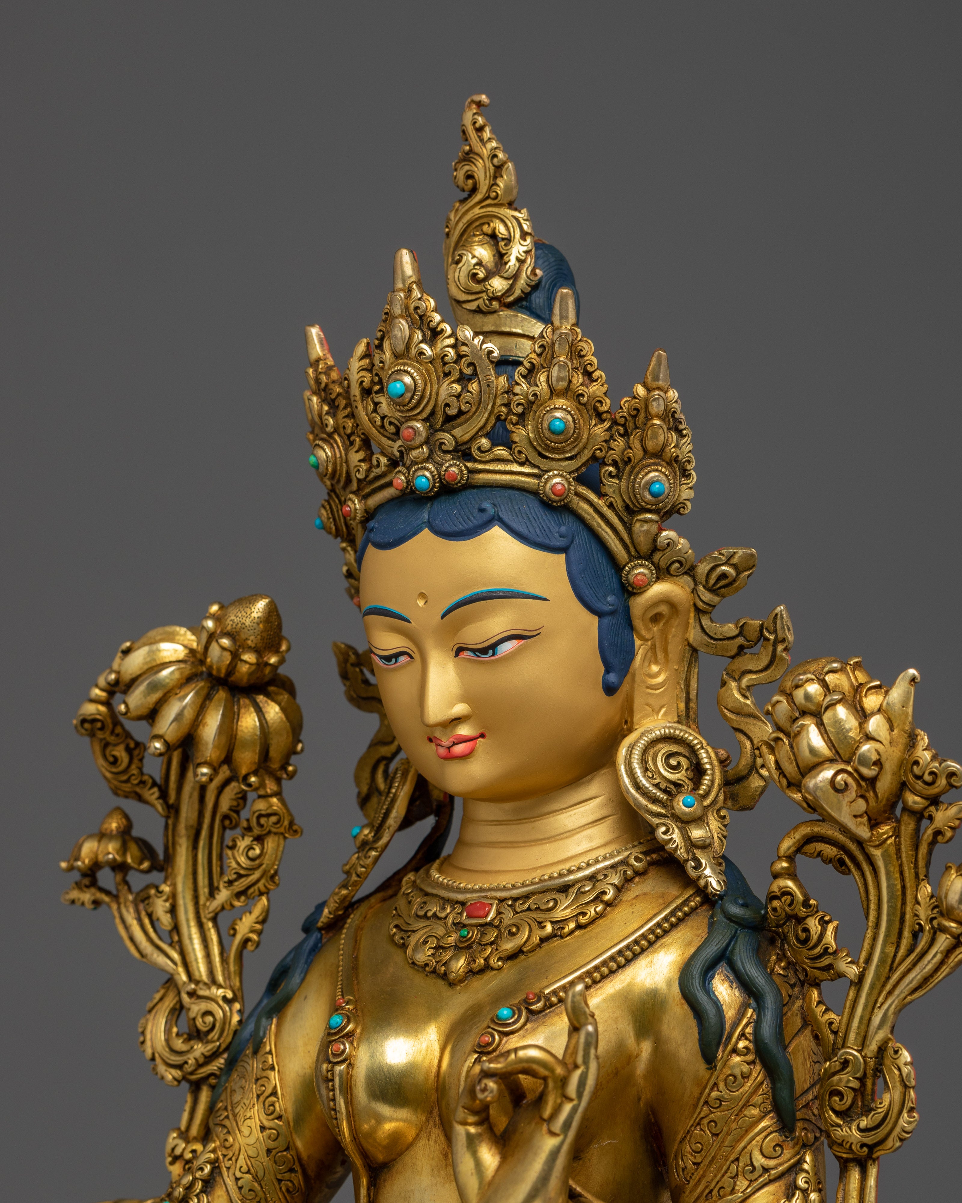 Statue of Green Tara on Throne | Mother of Liberation