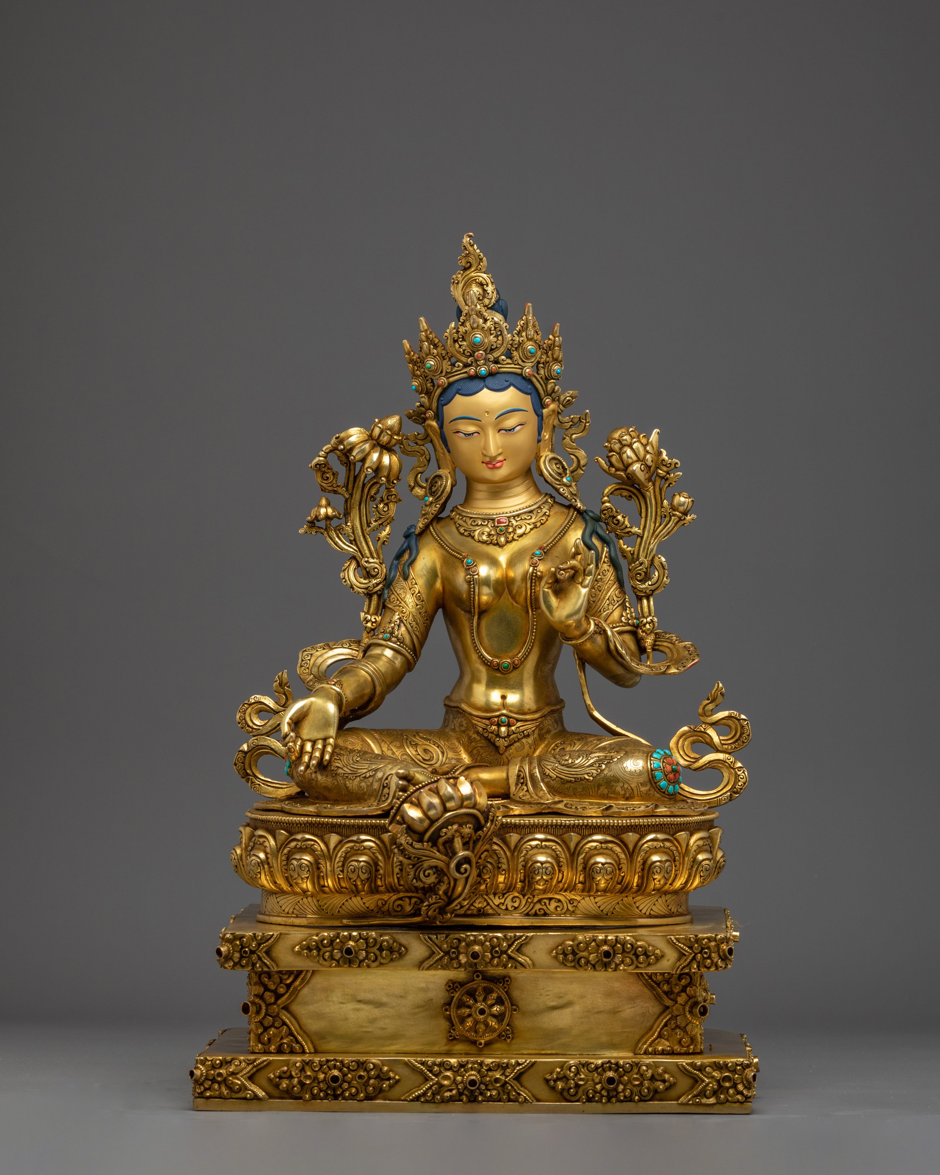 Statue of Green Tara on Throne | Mother of Liberation