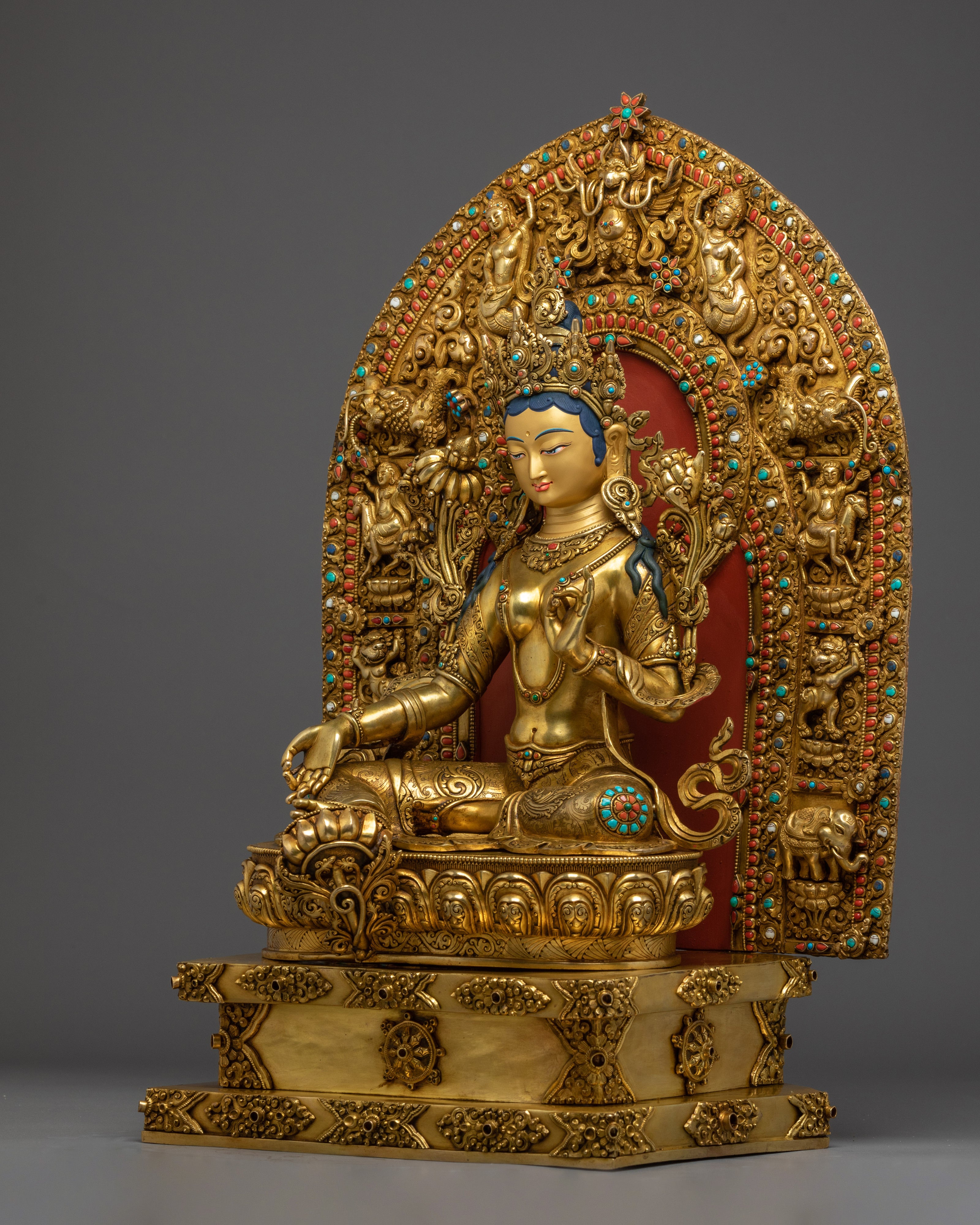 Statue of Green Tara on Throne | Mother of Liberation