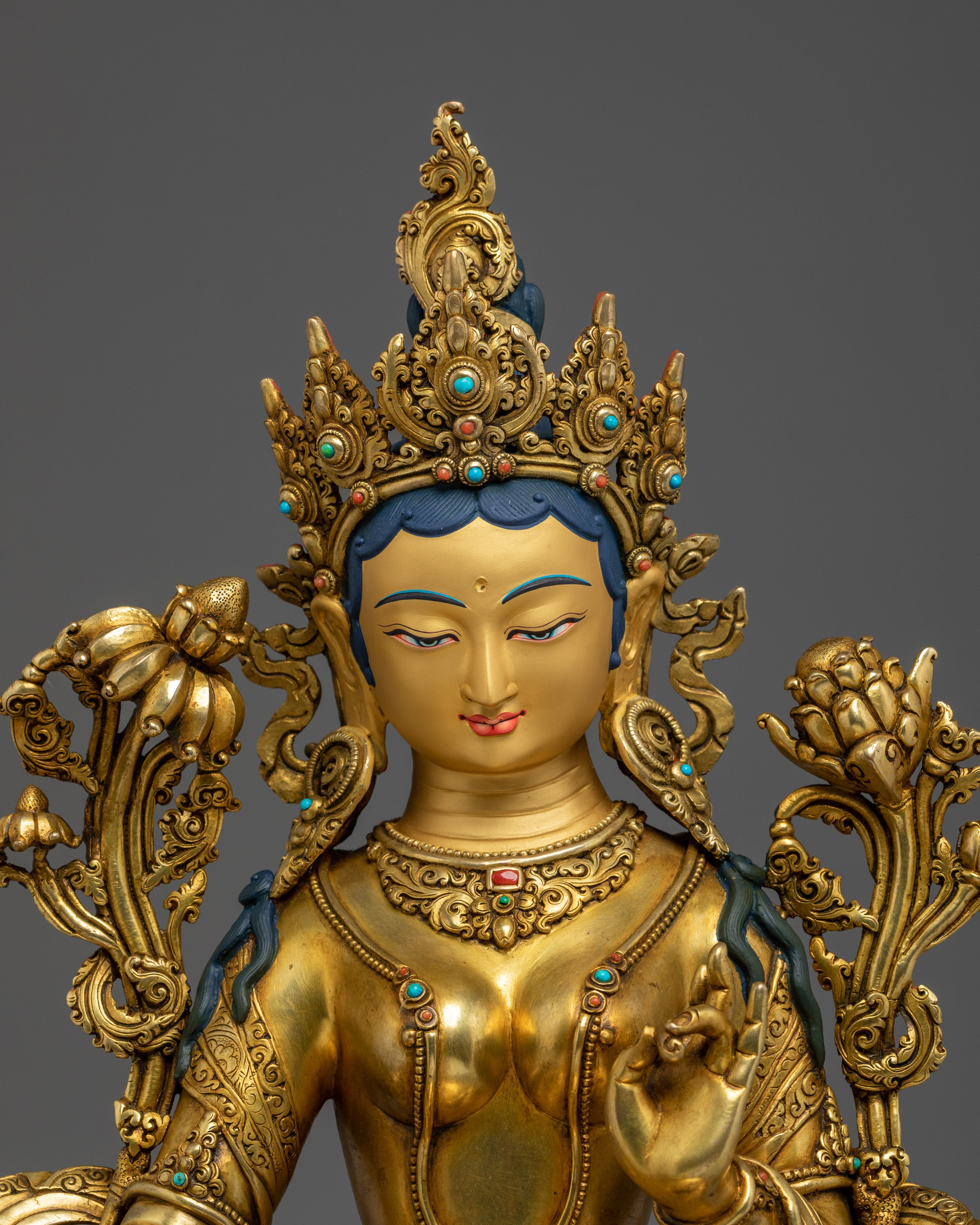 Statue of Green Tara on Throne | Mother of Liberation