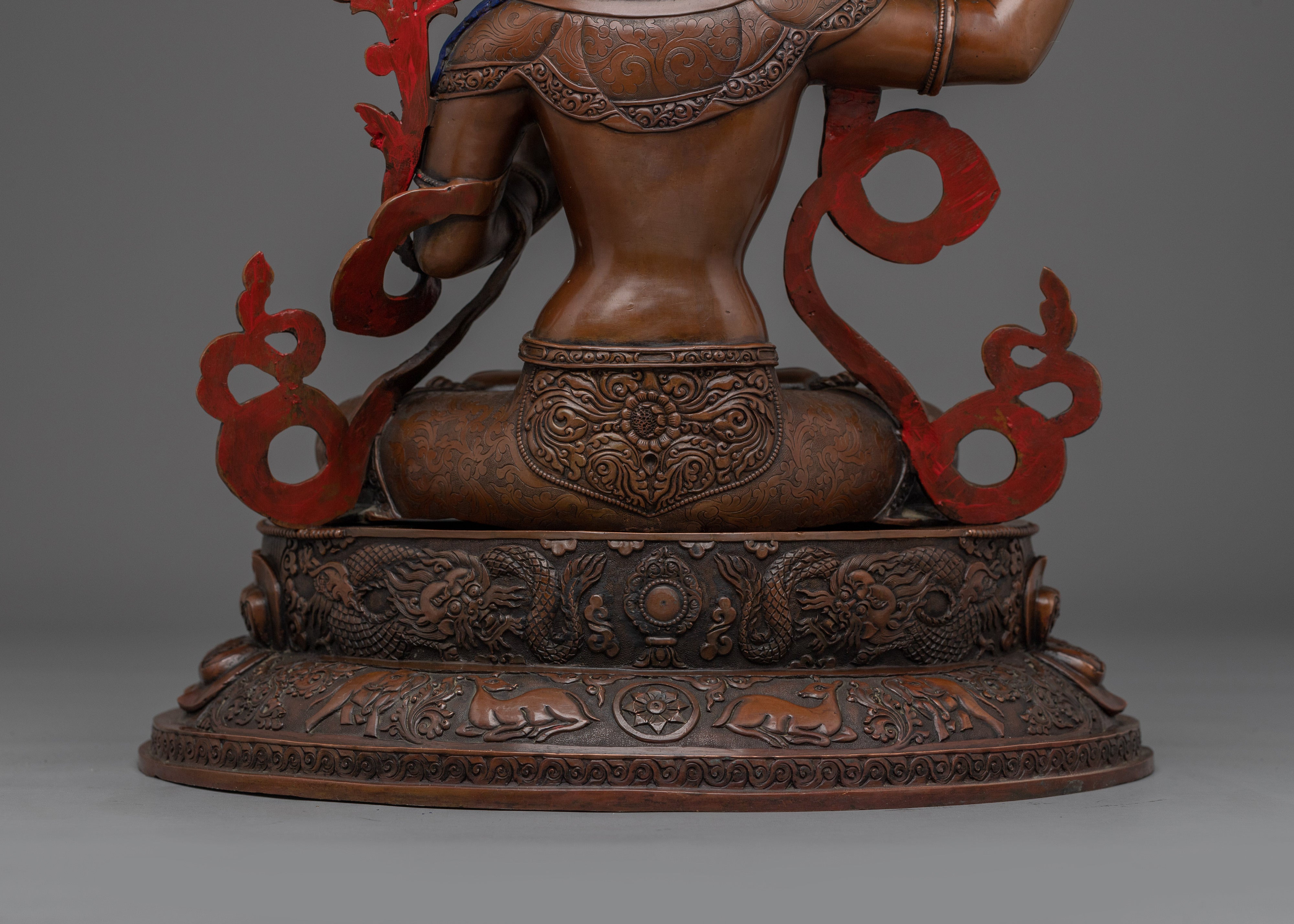 Manjushri Oxidized Copper Wisdom Deity with Sword | Ideal for Altars