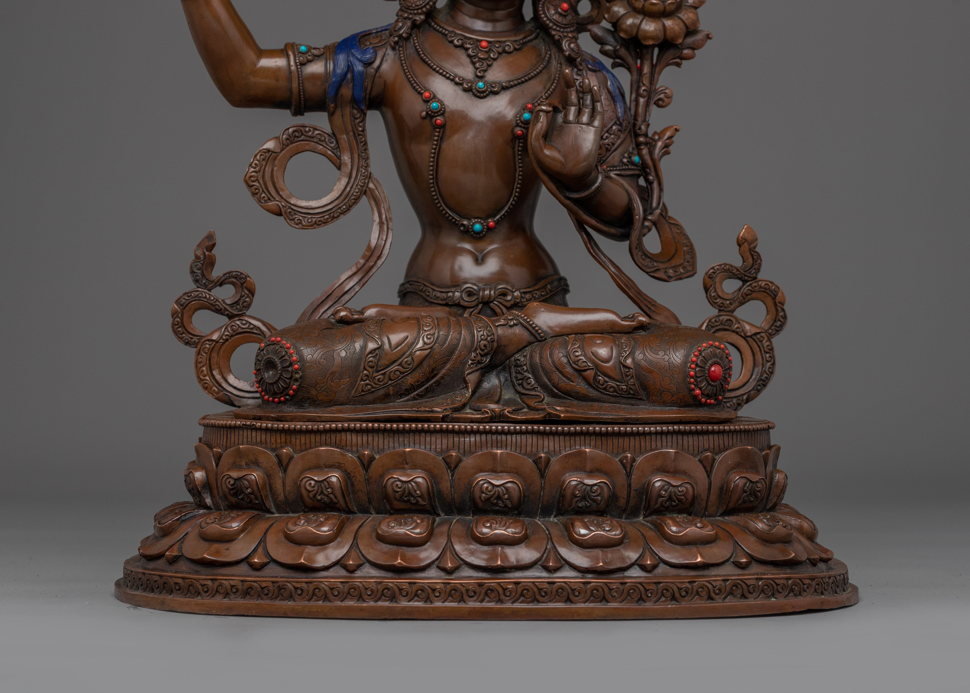 Manjushri Oxidized Copper Wisdom Deity with Sword | Ideal for Altars
