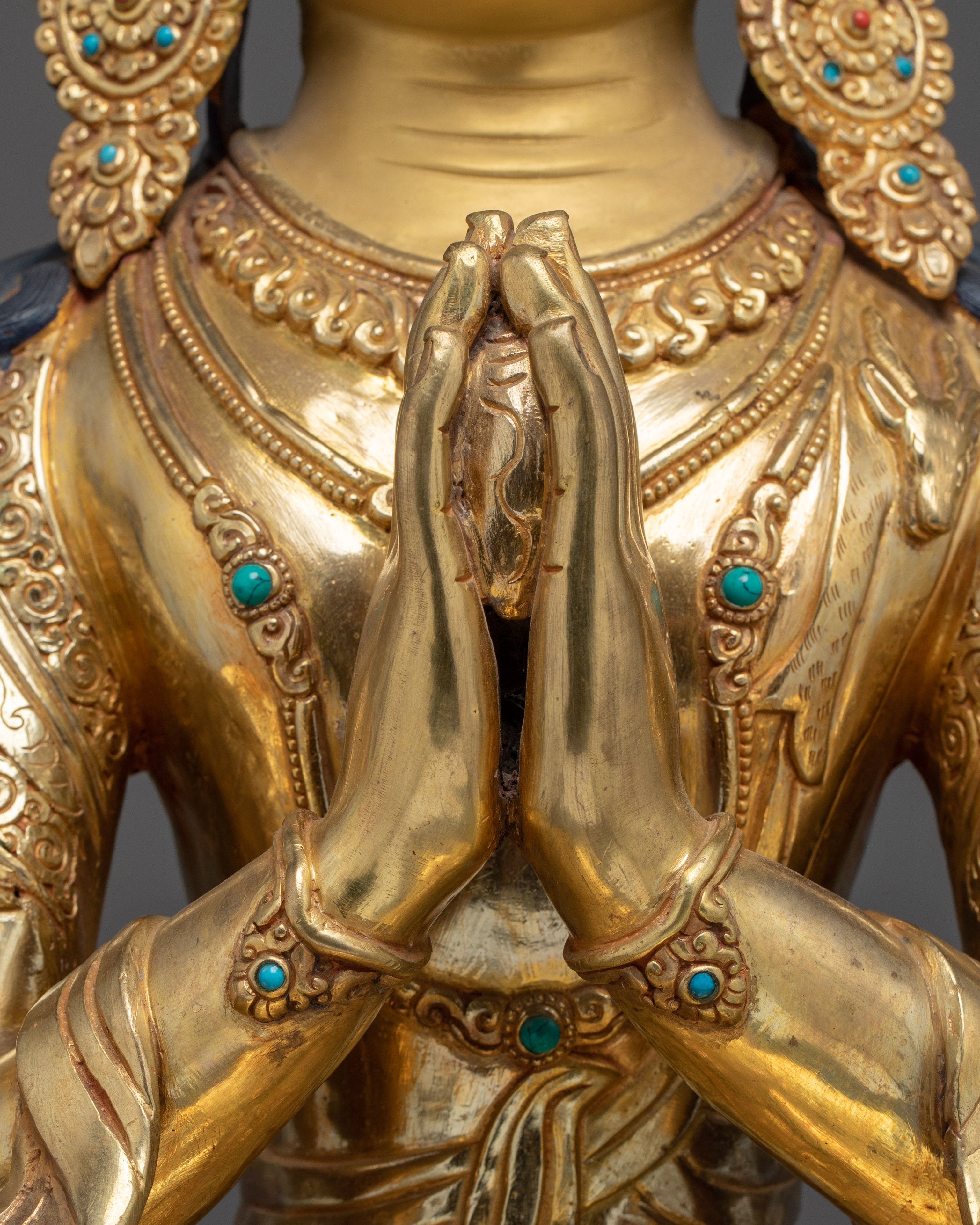 Golden Sculpture of Chenrezig | Also Known as Avalokiteshvara