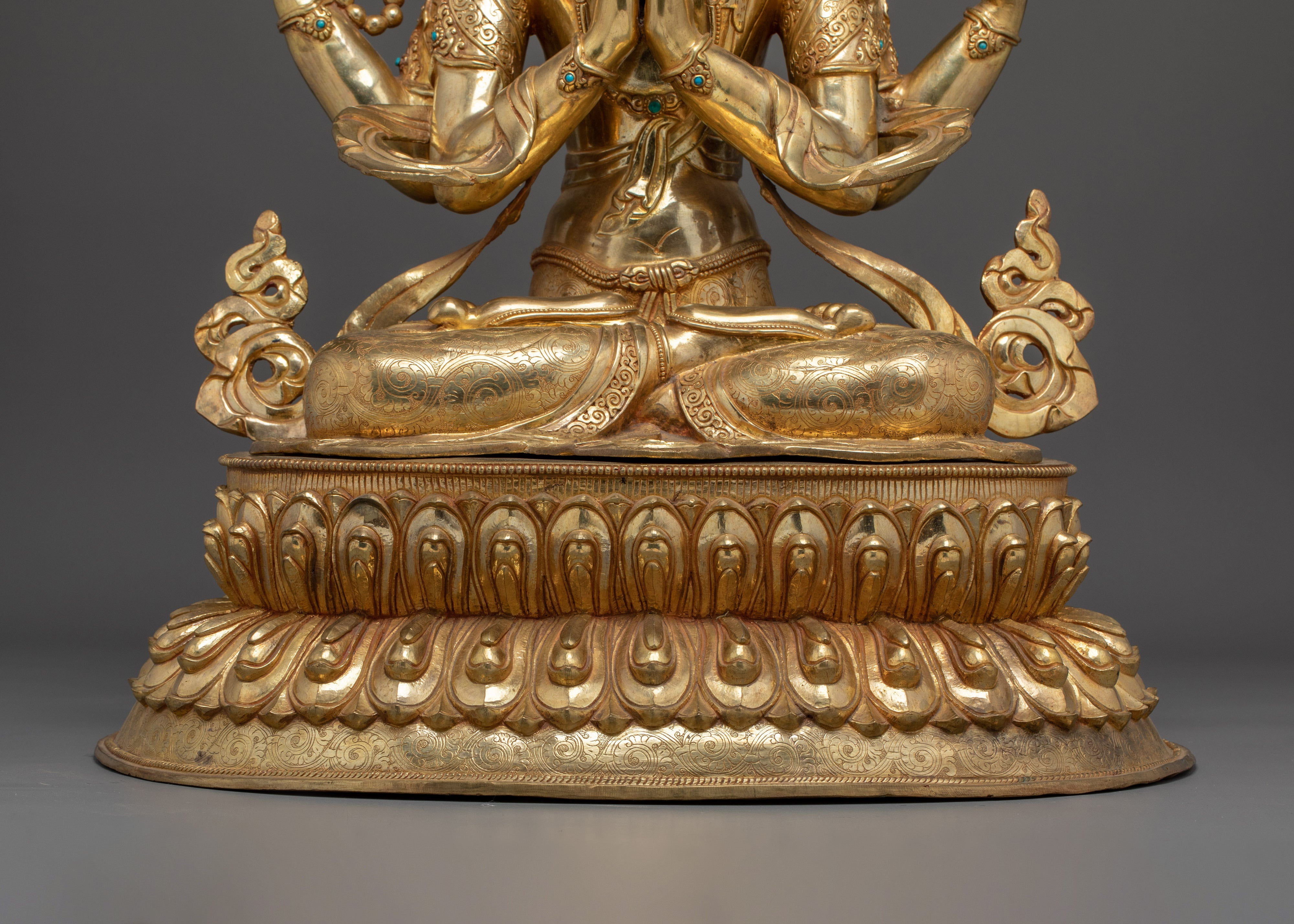 Golden Sculpture of Chenrezig | Also Known as Avalokiteshvara