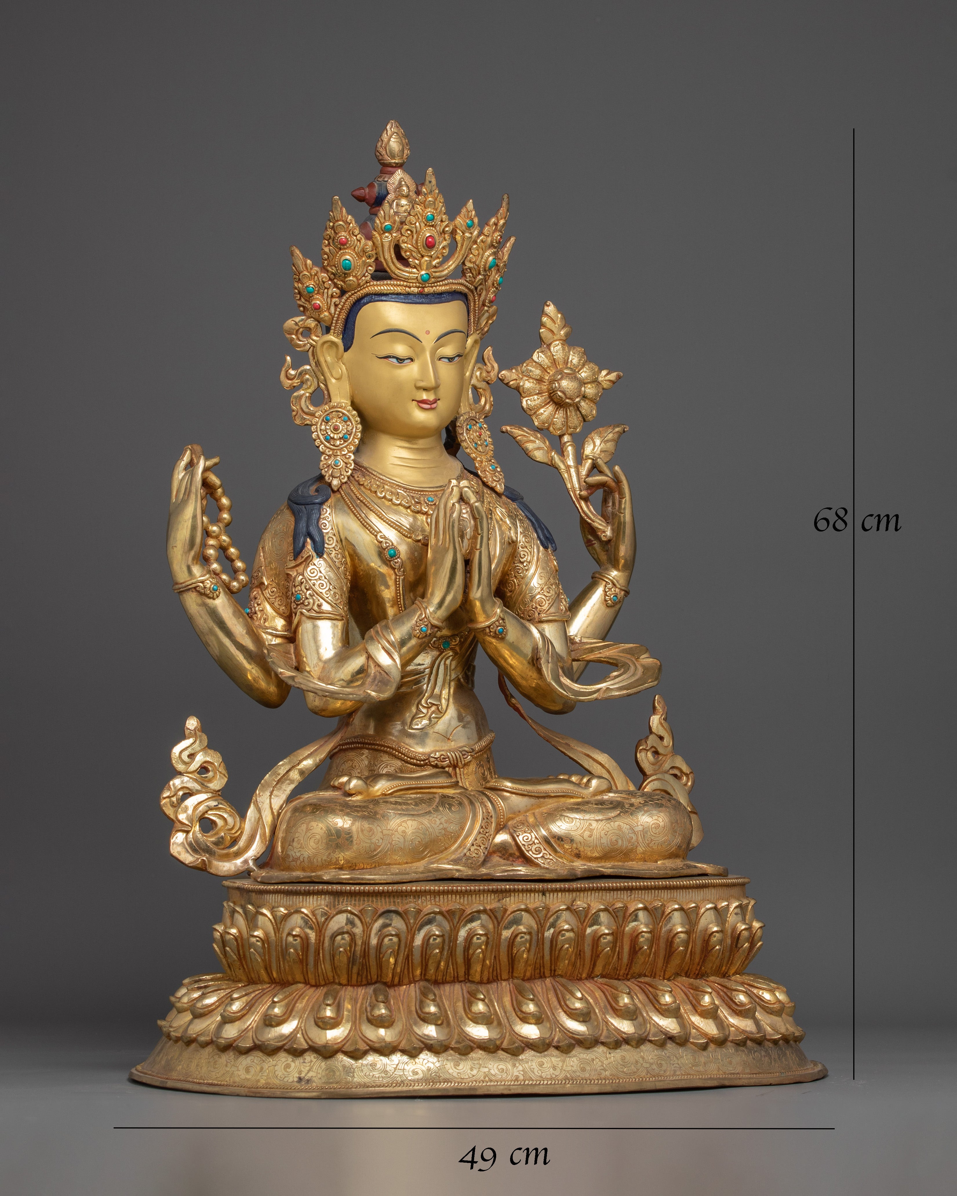 Golden Sculpture of Chenrezig