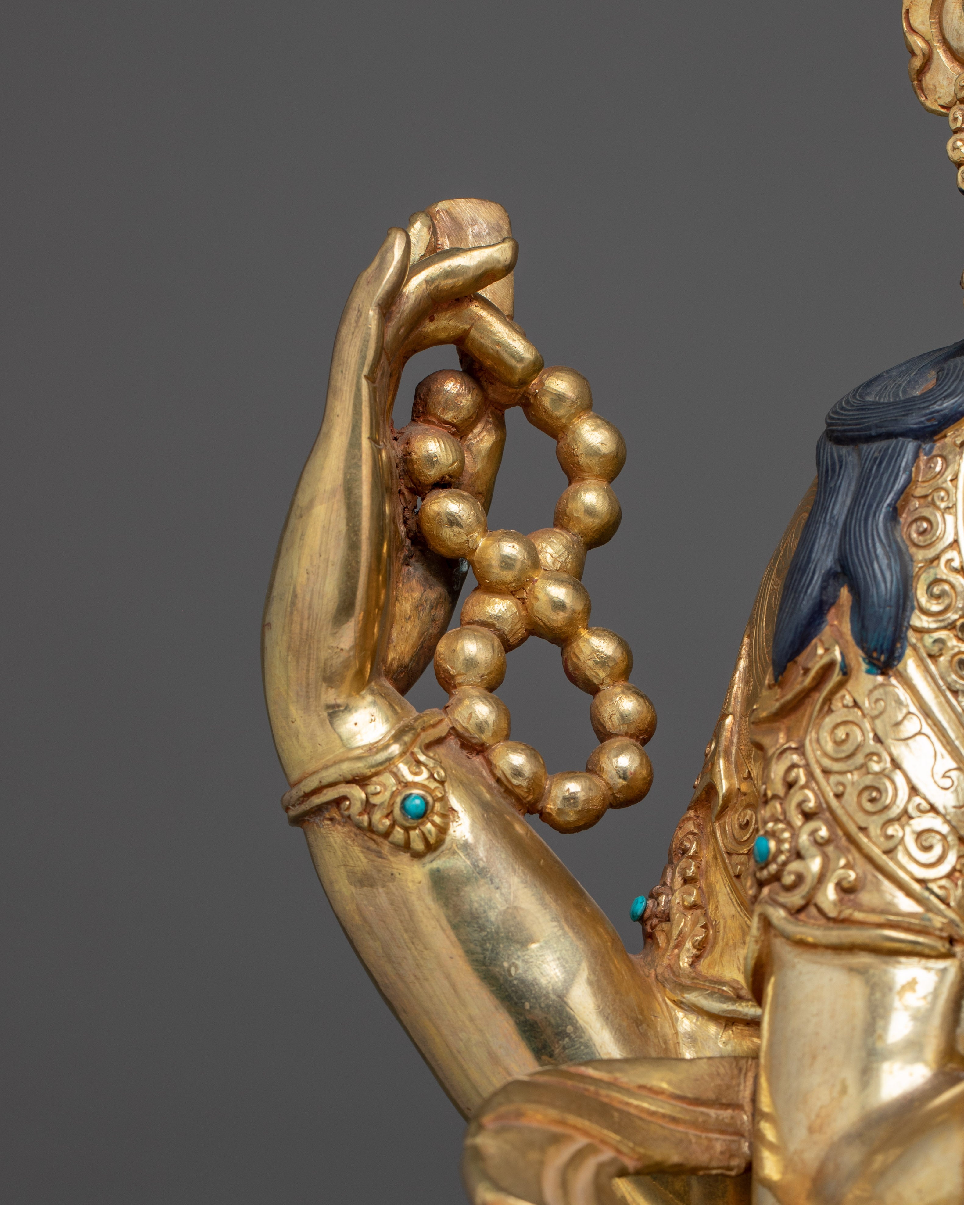 Golden Sculpture of Chenrezig | Also Known as Avalokiteshvara