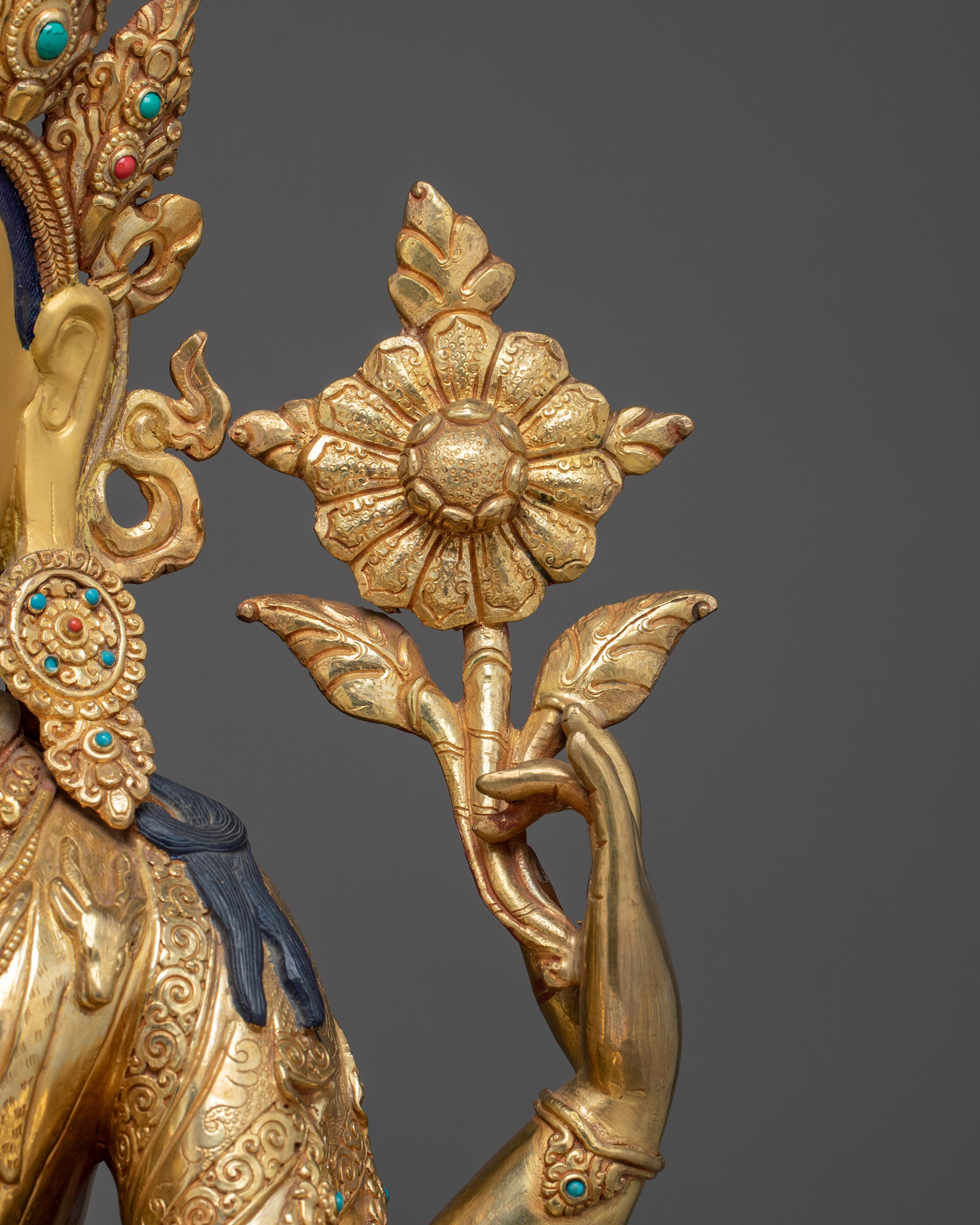 Golden Sculpture of Chenrezig | Also Known as Avalokiteshvara