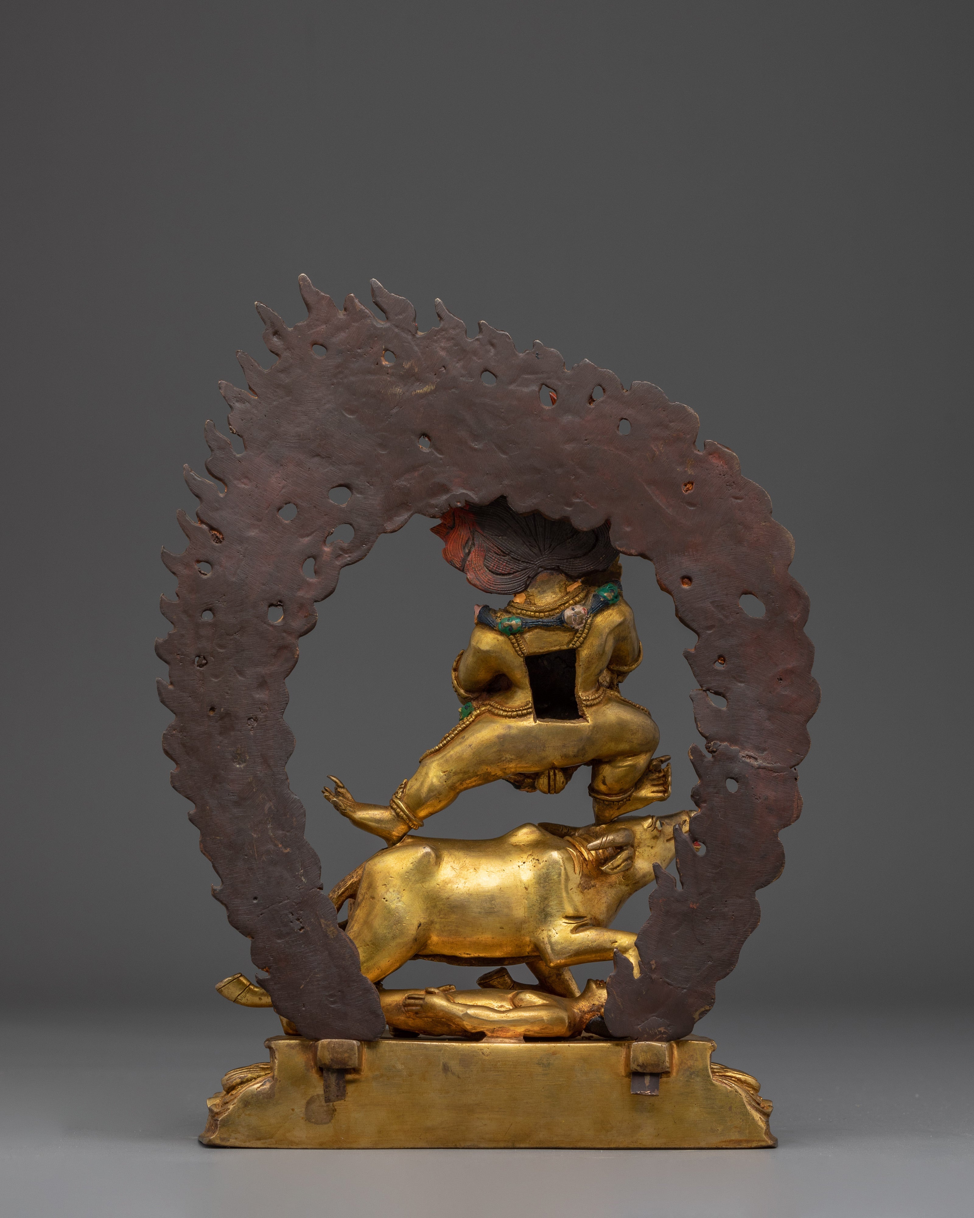 Gold Gilded Yamantaka Statue | Acrylic Paint Detail for Altar & Meditation