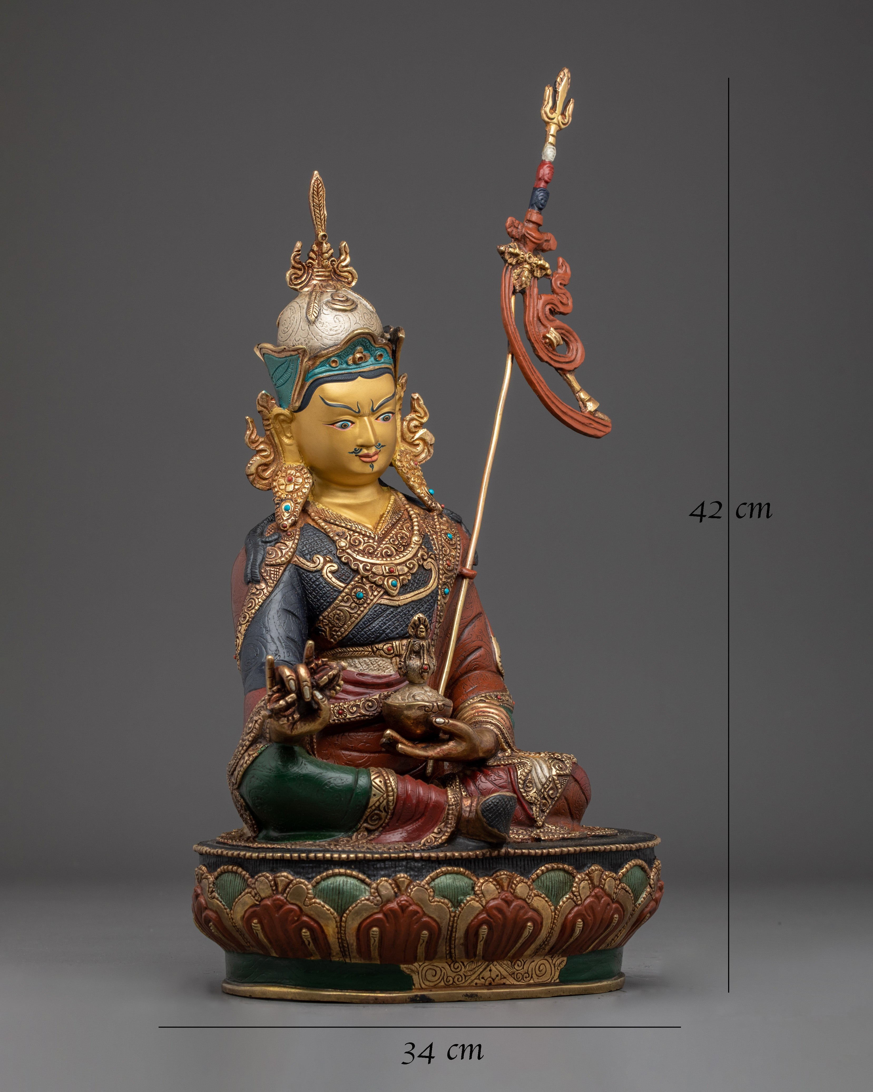 Guru Rinpoche Figure Gold & Acrylic Detailing